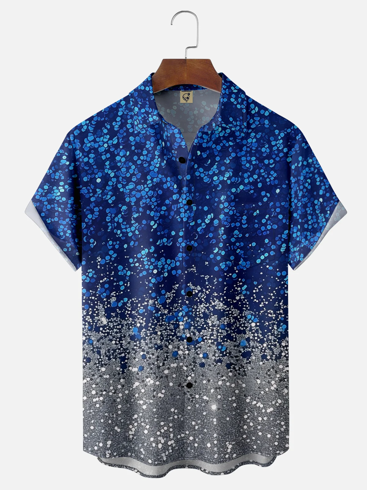 Moisture-wicking Retro Disco Gradient Color Chest Pocket Party Shirt
