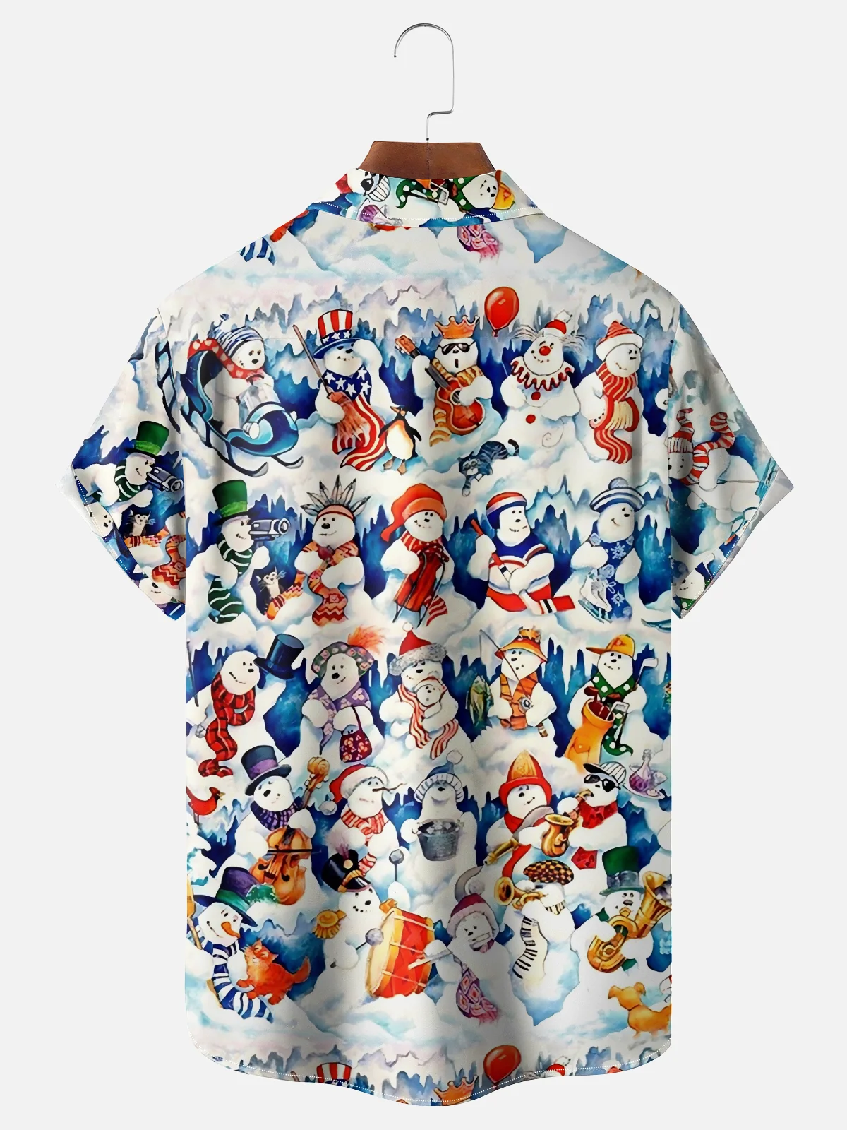 Moisture Wicking Merry Christmas Snowman Chest Pocket Hawaiian Shirt
