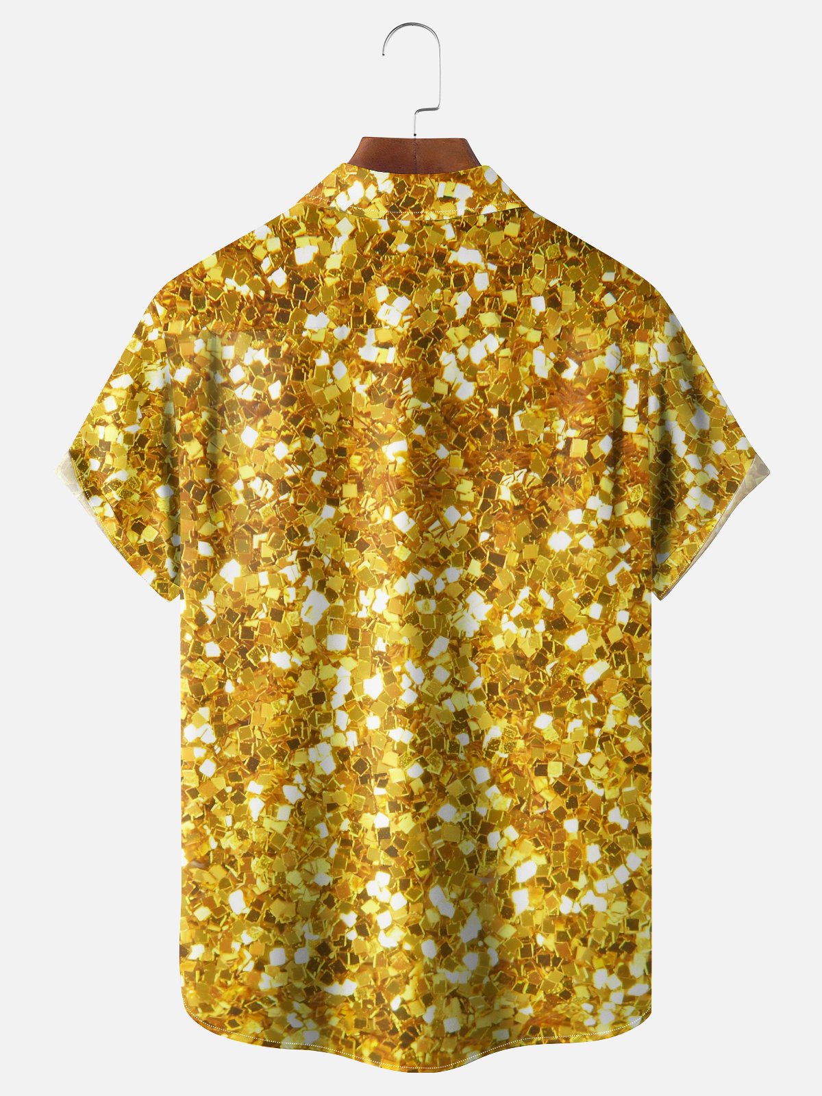 Moisture-wicking Retro 90s Disco Glitter Print Chest Pocket Party Shirt