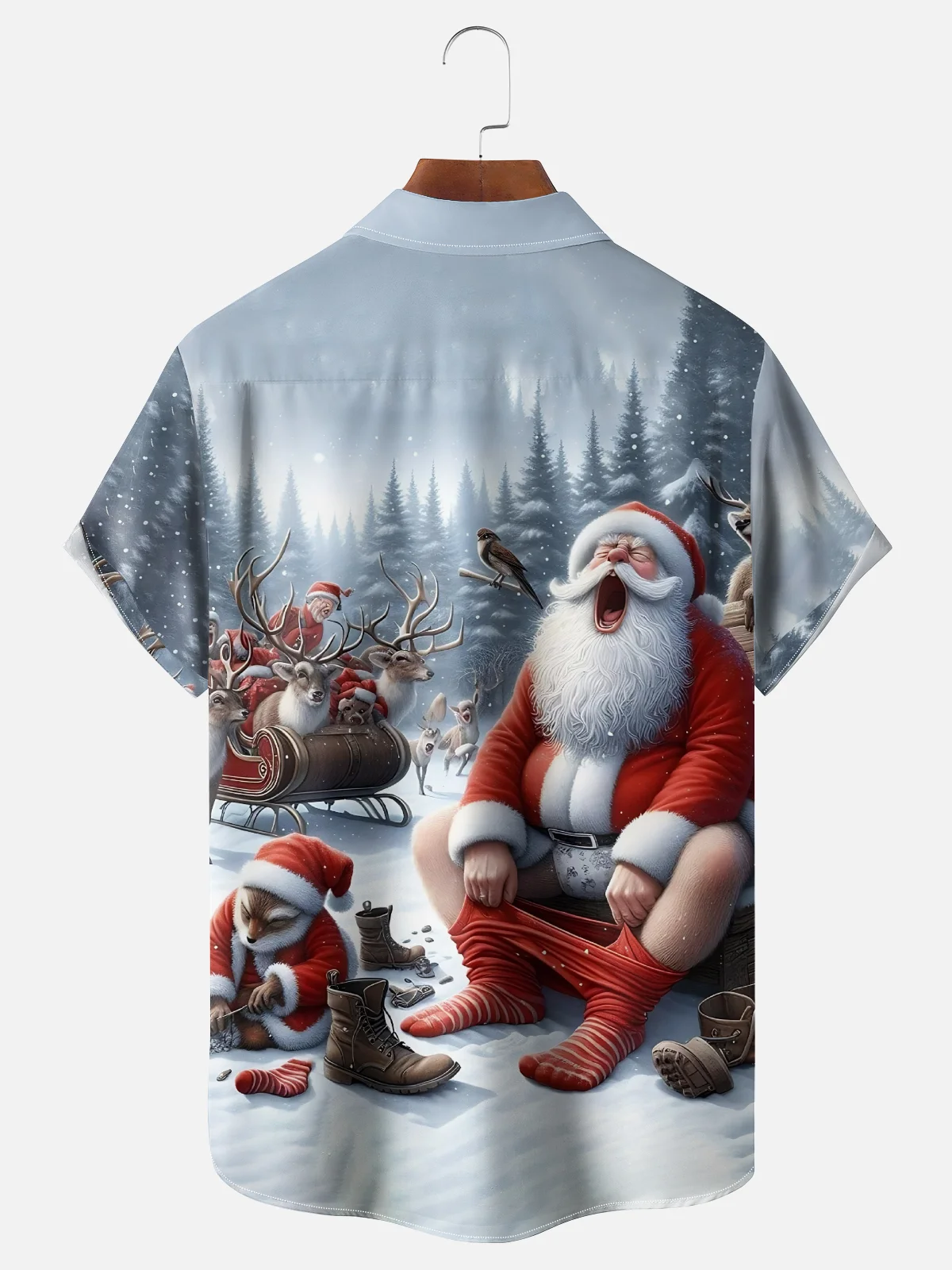 Moisture Wicking Merry Christmas Funny Santa Chest Pocket Hawaiian Shirt