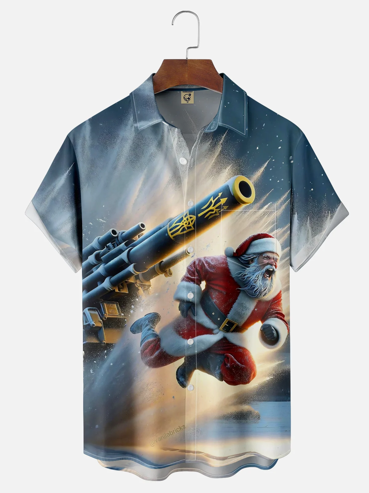 Moisture-wicking Christmas Santa Claus Tank Chest Pocket Casual Shirt