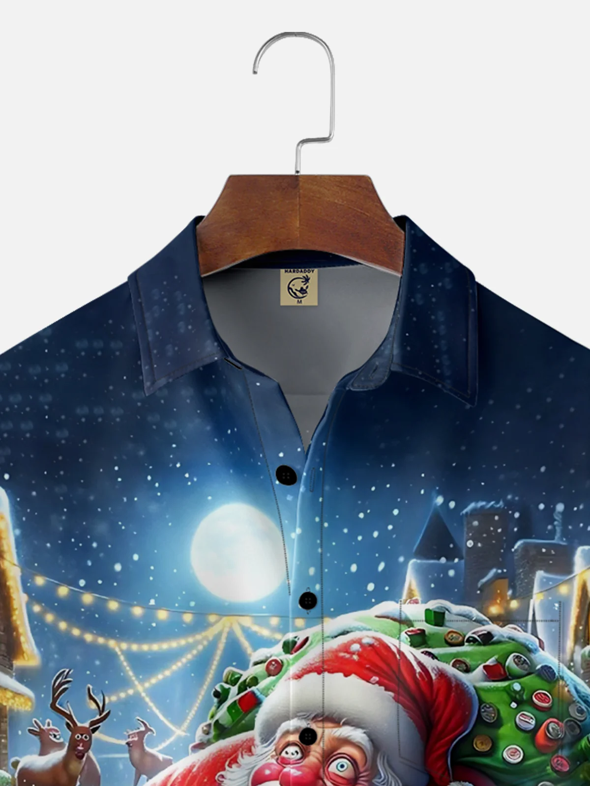 Moisture Wicking Merry Christmas Funny Drunk Santa Chest Pocket Hawaiian Shirt