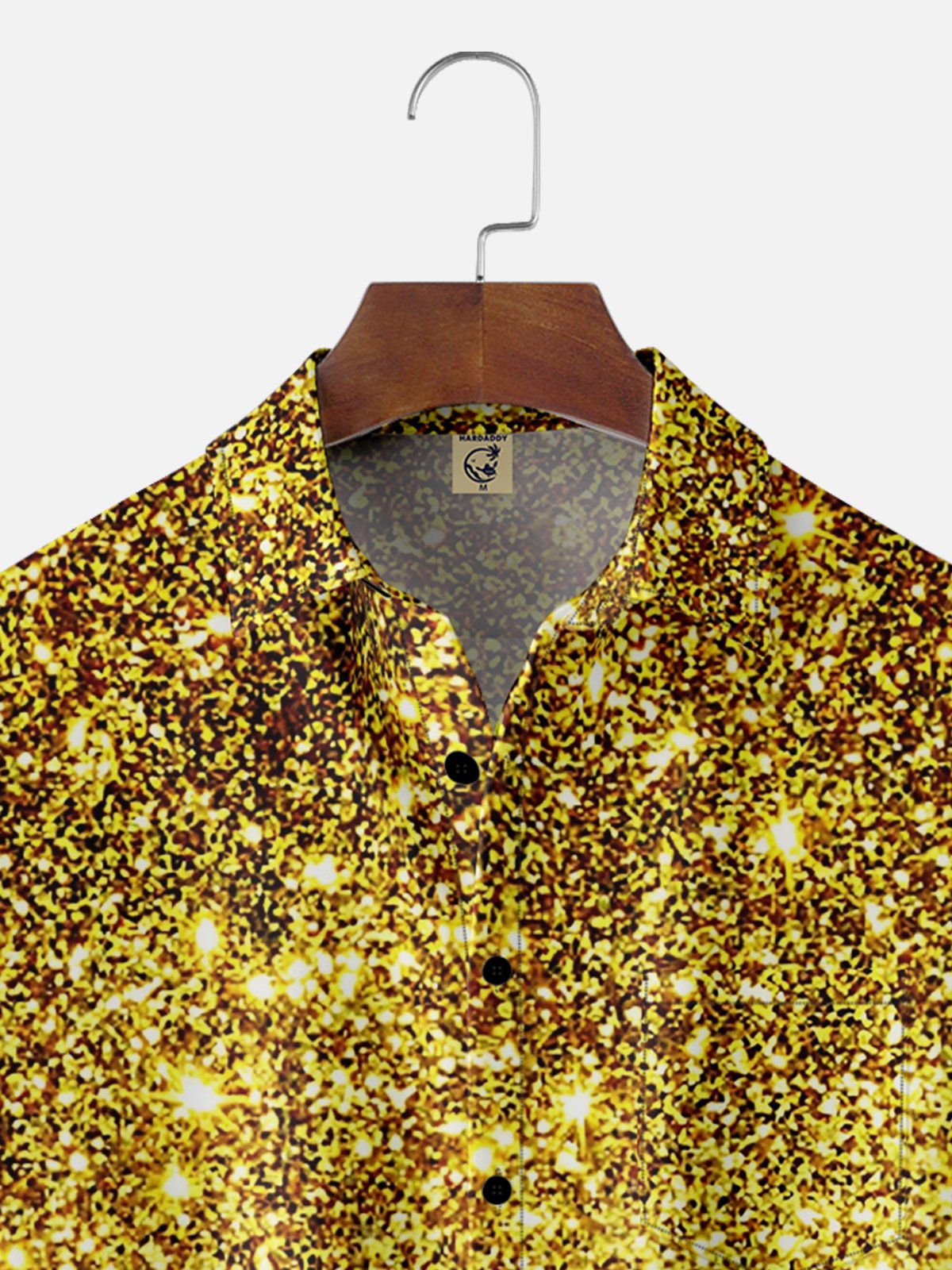 Moisture-wicking Retro Glitter Print Chest Pocket Party Shirt
