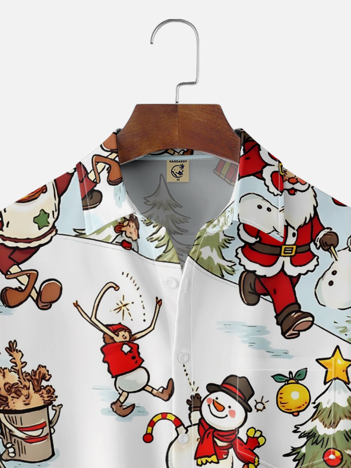 Moisture Wicking Merry Christmas Funny Santa Snowman Elk Chest Pocket Hawaiian Shirt