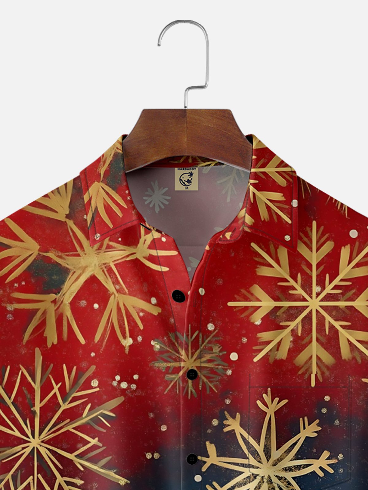 Moisture Wicking Merry Christmas Star Snowflake Chest Pocket Hawaiian Shirt