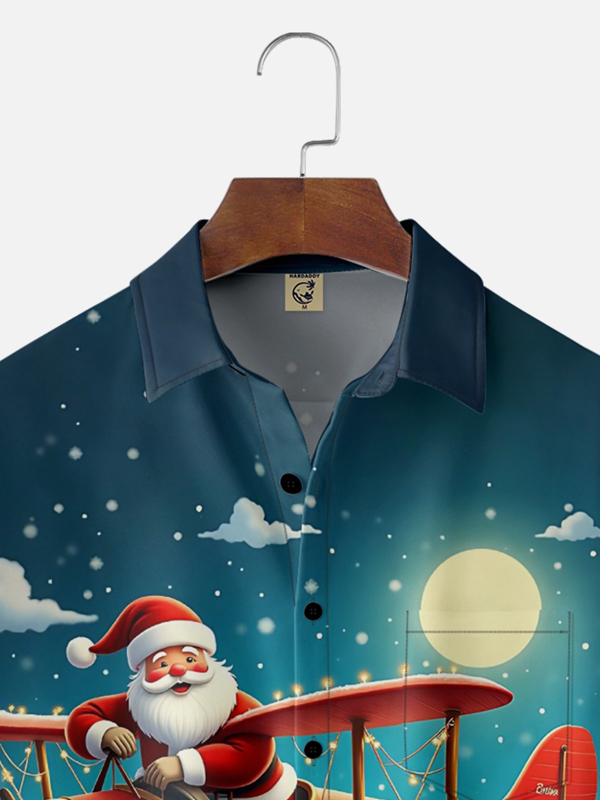 Moisture-wicking Christmas Santa Claus Chest Pocket Casual Shirt