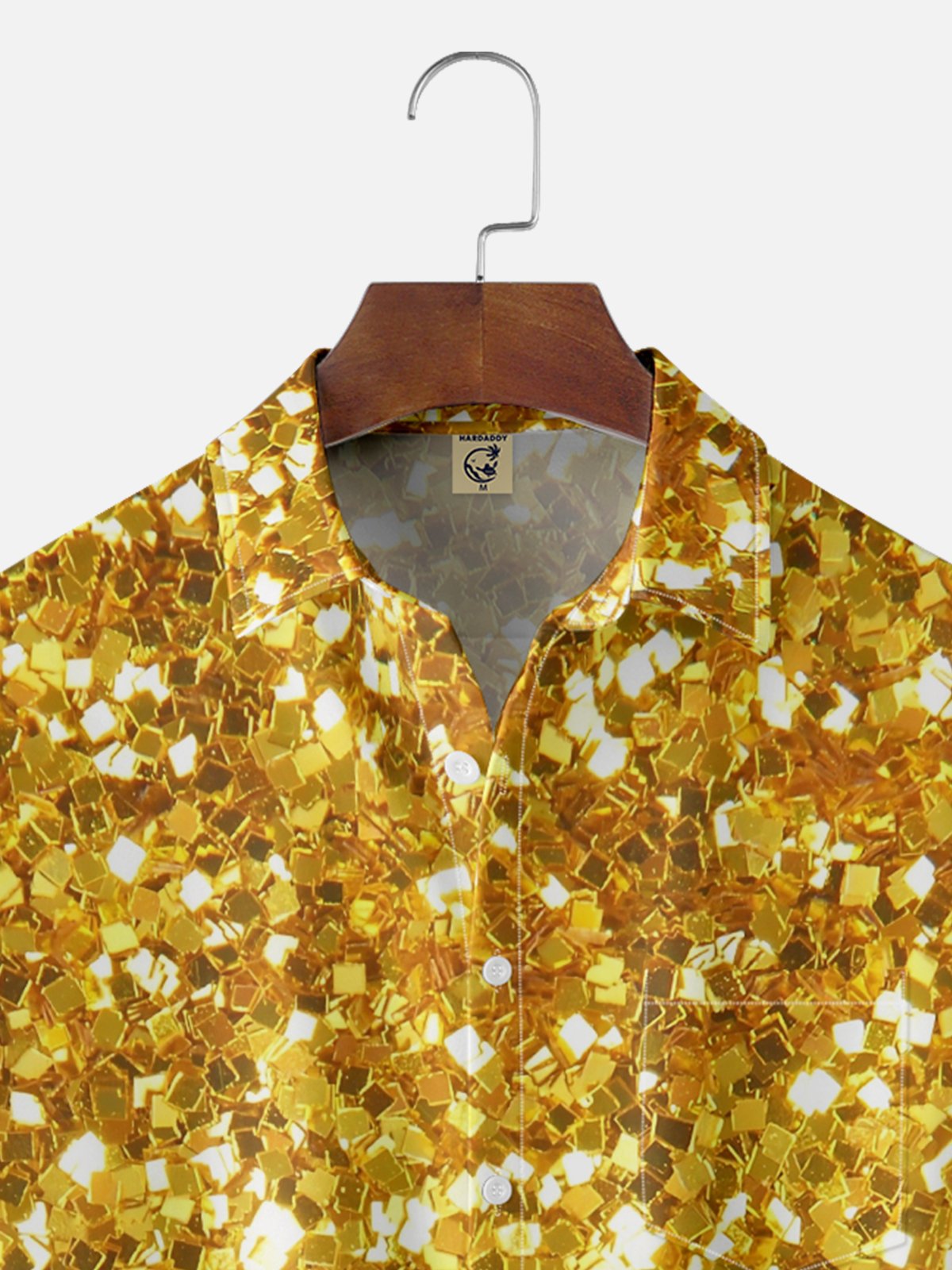Moisture-wicking Retro 90s Disco Glitter Print Chest Pocket Party Shirt
