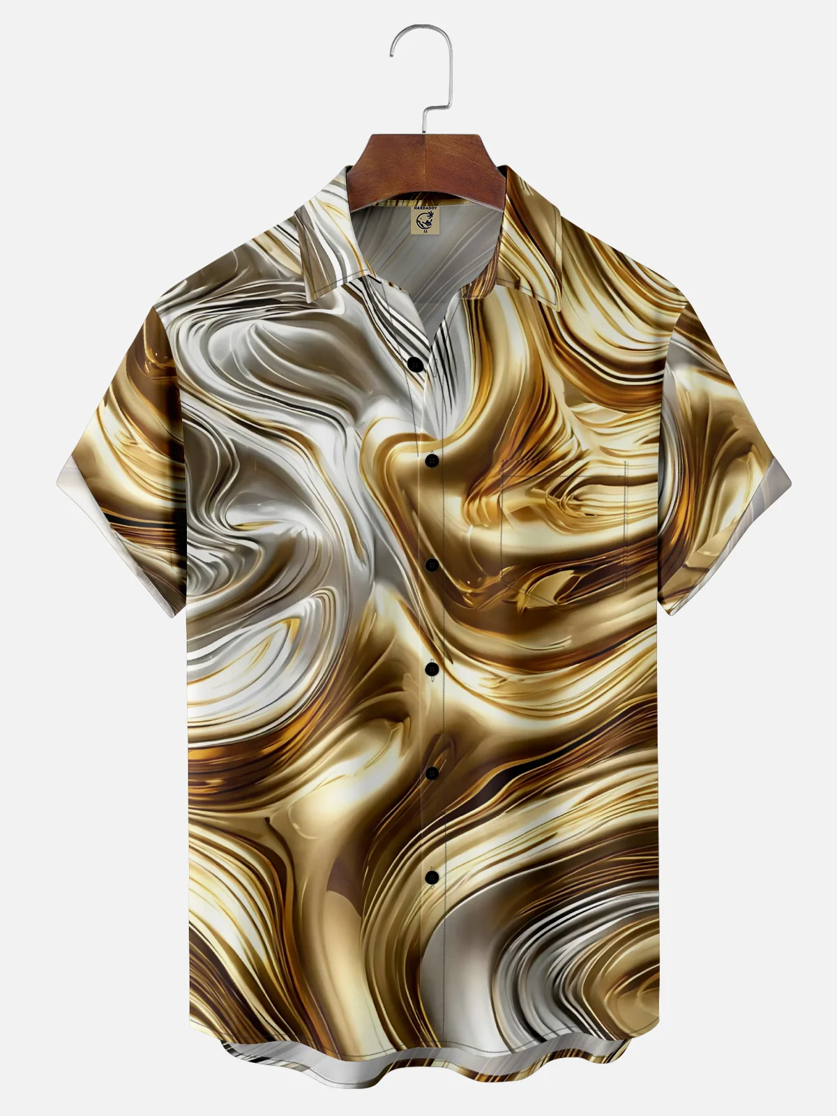Moisture-wicking Retro Gradient Ripple Chest Pocket Casual Shirt
