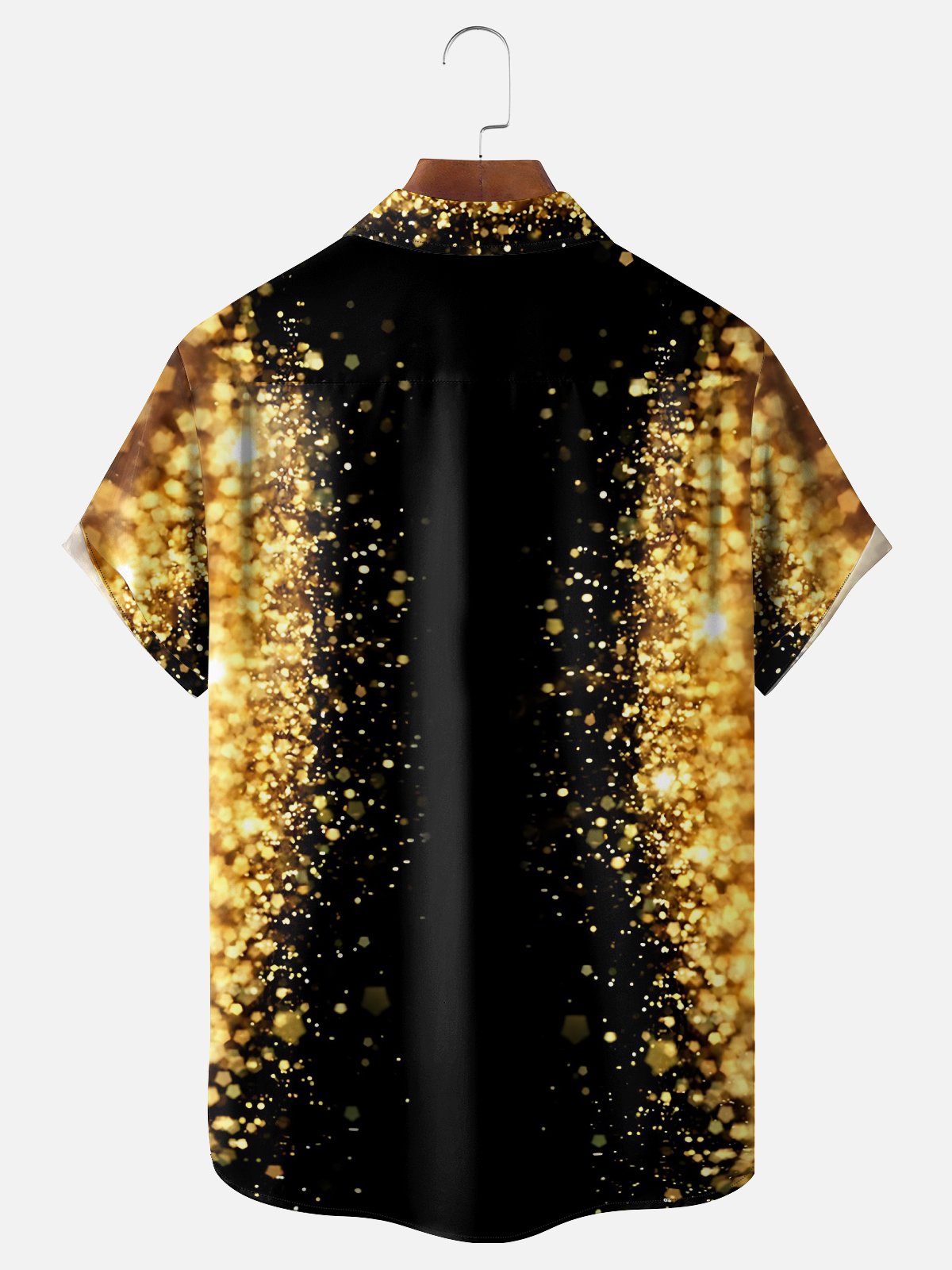 Moisture-wicking Retro Glitter Print Chest Pocket Funky Party Shirt