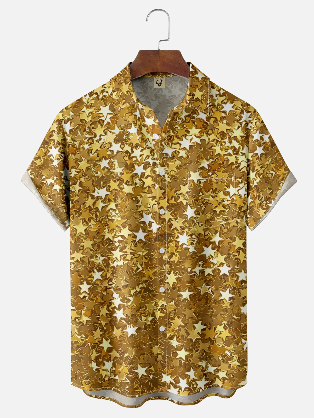 Moisture-wicking Retro Disco Star Chest Pocket Party Shirt