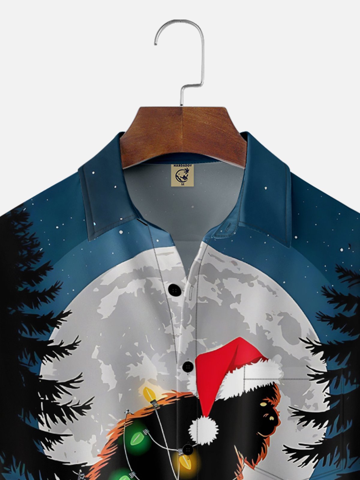 Moisture-wicking Christmas Santa Claus Bigfoot Chest Pocket Casual Shirt