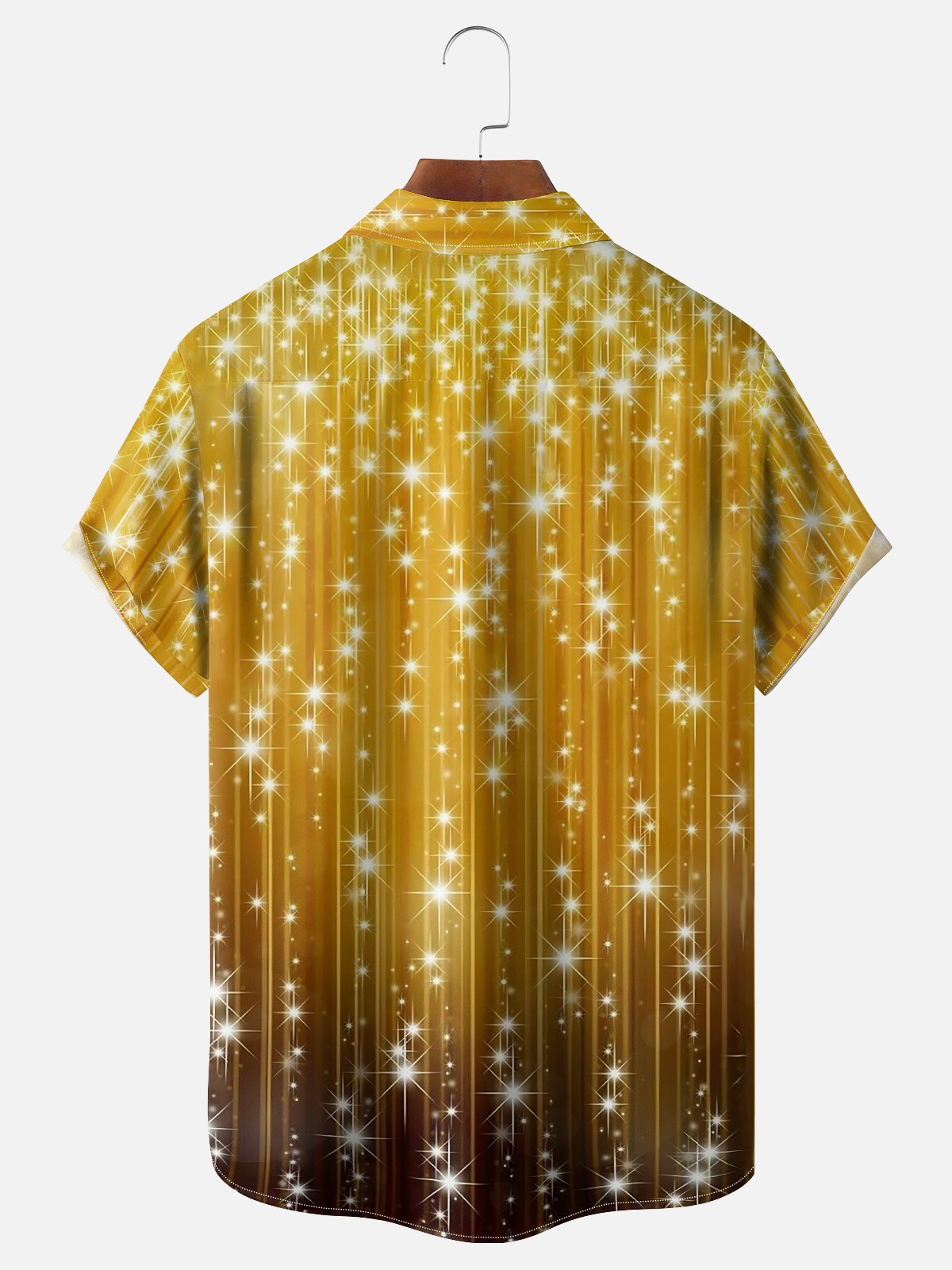 Moisture-wicking Party Gold Glitter Art Fun Chest Pocket Casual Shirt