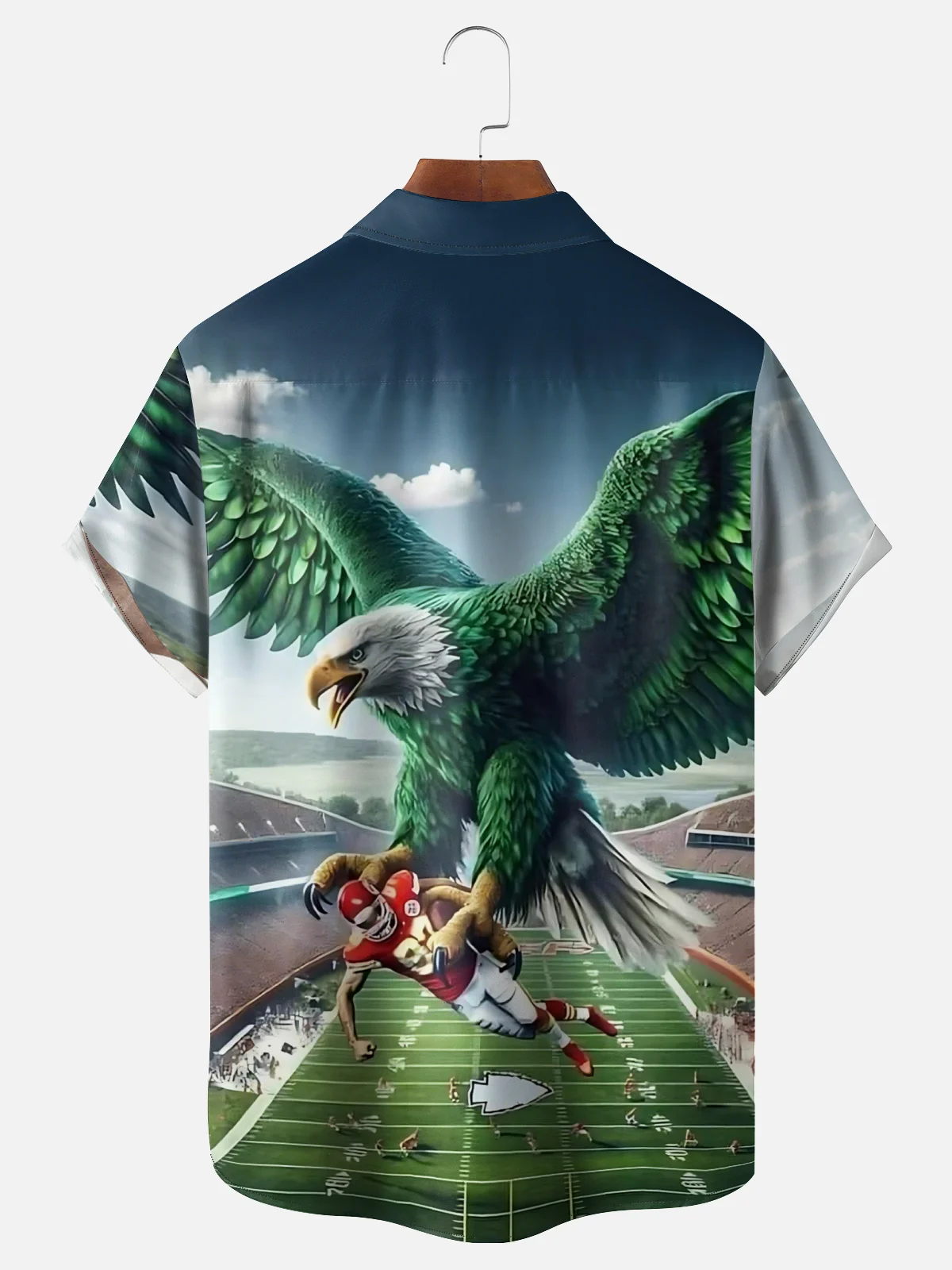 Moisture-wicking American Football Philadelphia Art Eagles Chest Pocket Casual Shirt