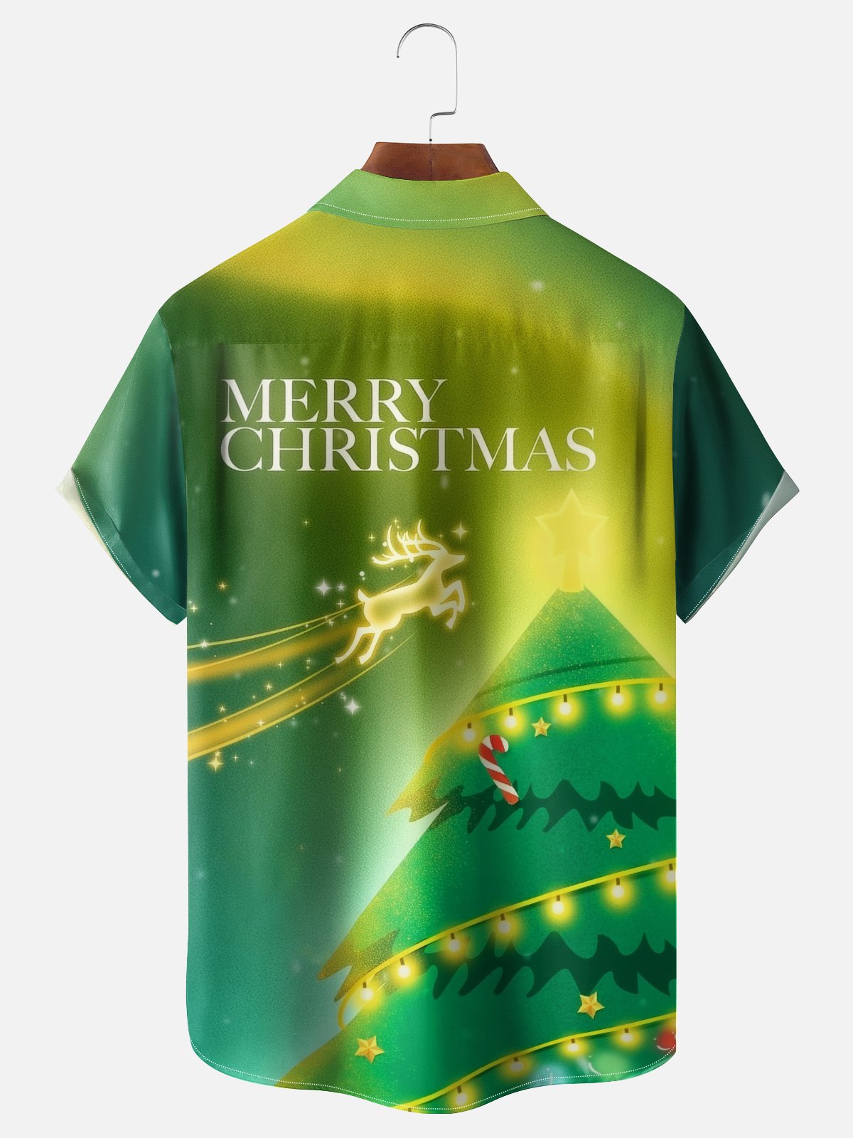 Moisture-wicking Christmas Tree Elk Merry Christmas Chest Pocket Casual Shirt