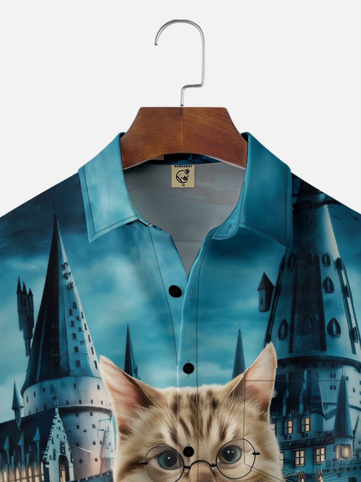 Moisture-wicking Cat Magic Castle Funny Chest Pocket Casual Shirt