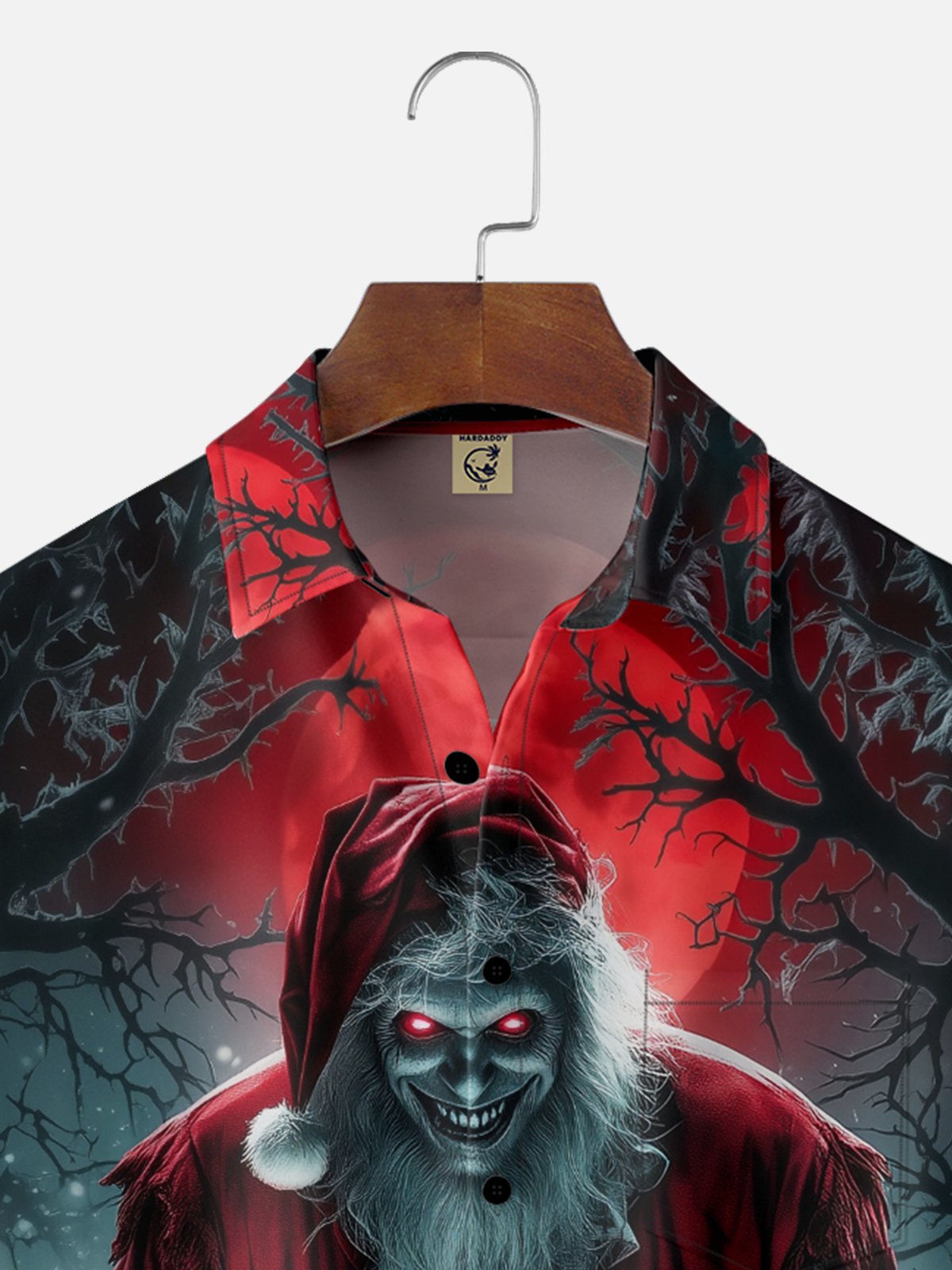 Moisture-wicking Christmas Santa Claus Horror Chest Pocket Casual Shirt
