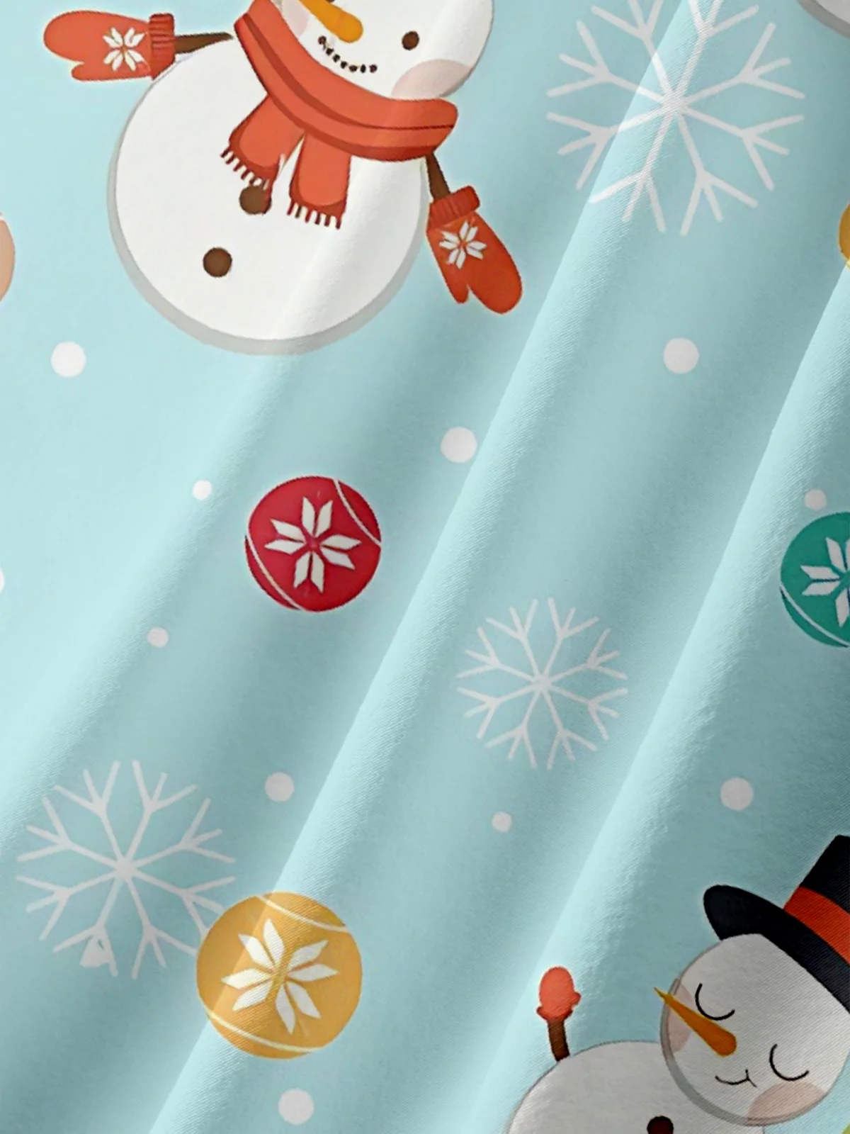 Moisture-Wicking Christmas Snowman Snowflake Chest Pocket Hawaiian Shirt