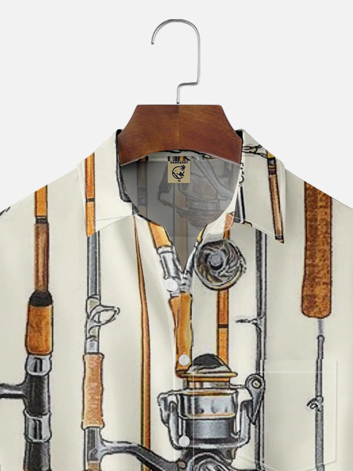 Moisture-wicking Fun Flat Fishing Rod Chest Pocket Casual Shirt