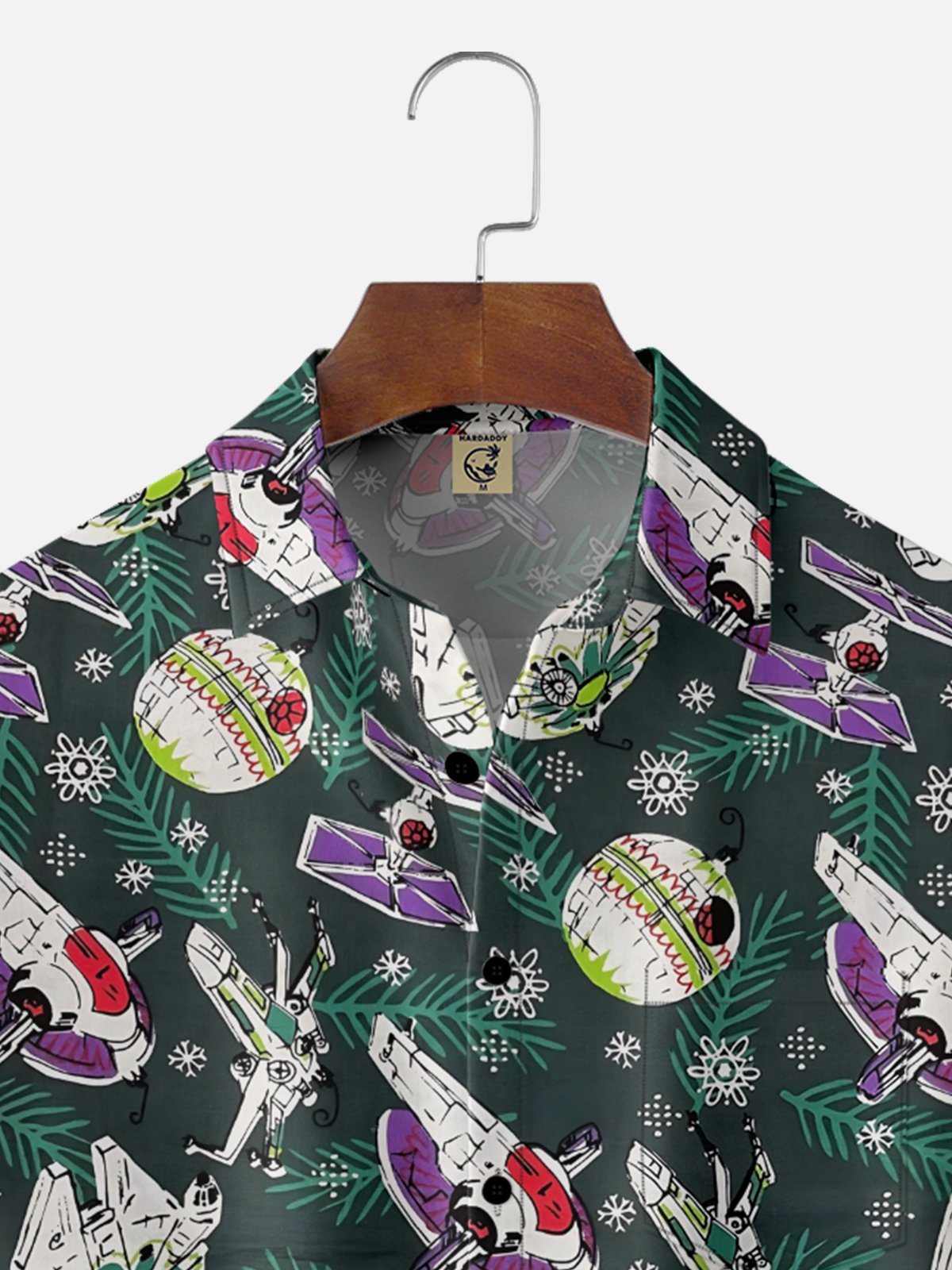 Moisture-Wicking Star Snowflake UFO Pocket Hawaiian Shirt