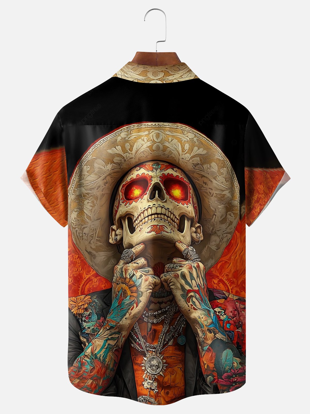 Moisture-wicking Skull Art Day of the Dead Chest Pocket Casual Shirt