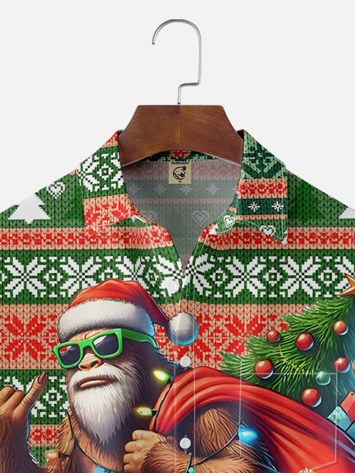 Moisture-wicking Christmas Bigfoot Santa Chest Pocket Casual Shirt