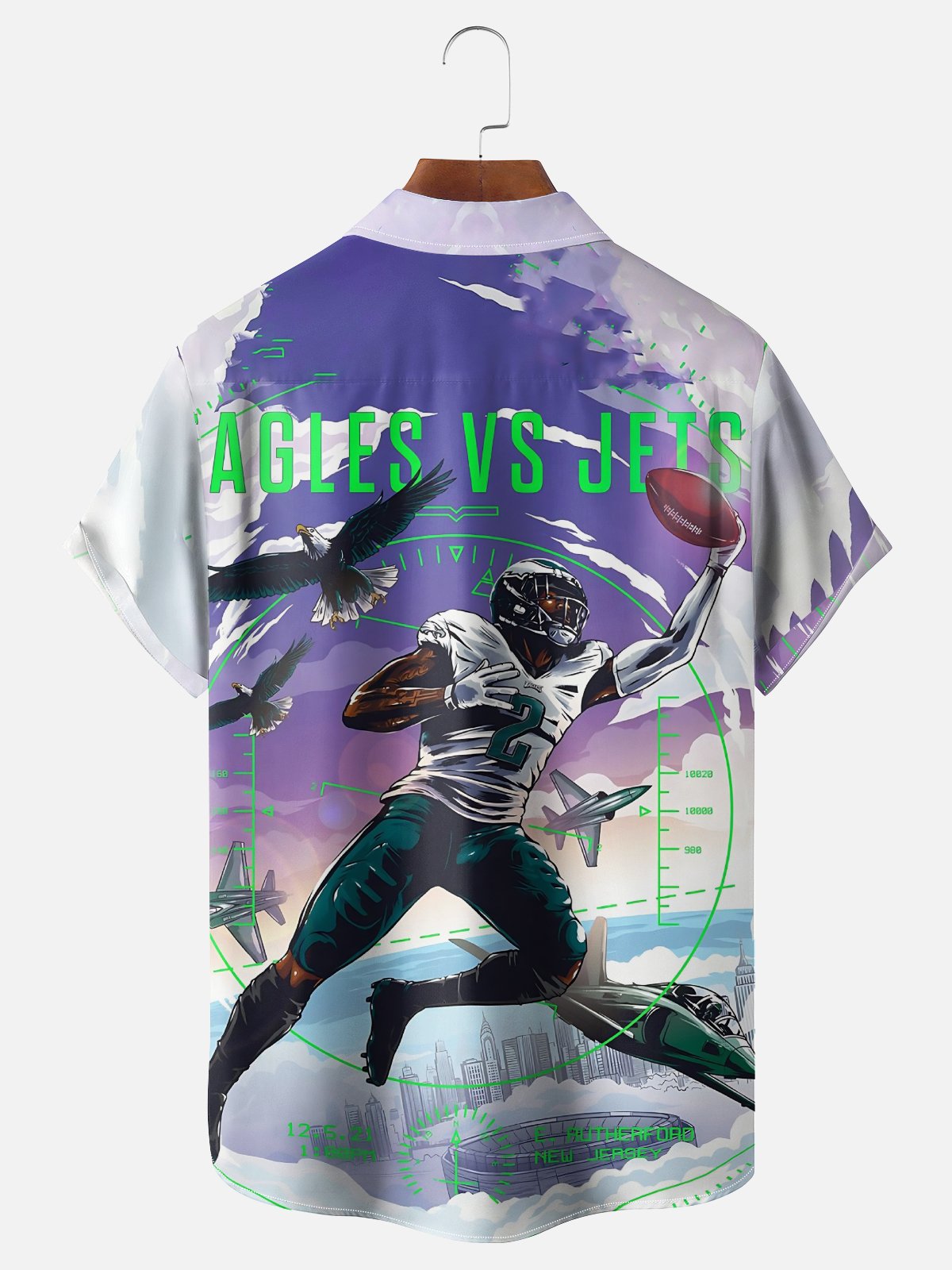Moisture-wicking American Football Philadelphia Art Eagles Chest Pocket Casual Shirt