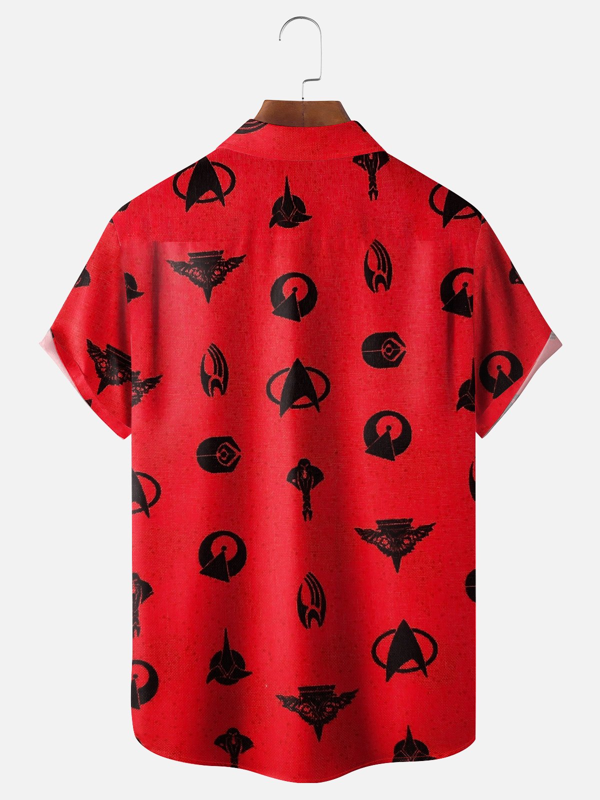 Moisture-Wicking Star Trek Logo Starship Troopers Chest Pocket Hawaiian Shirt