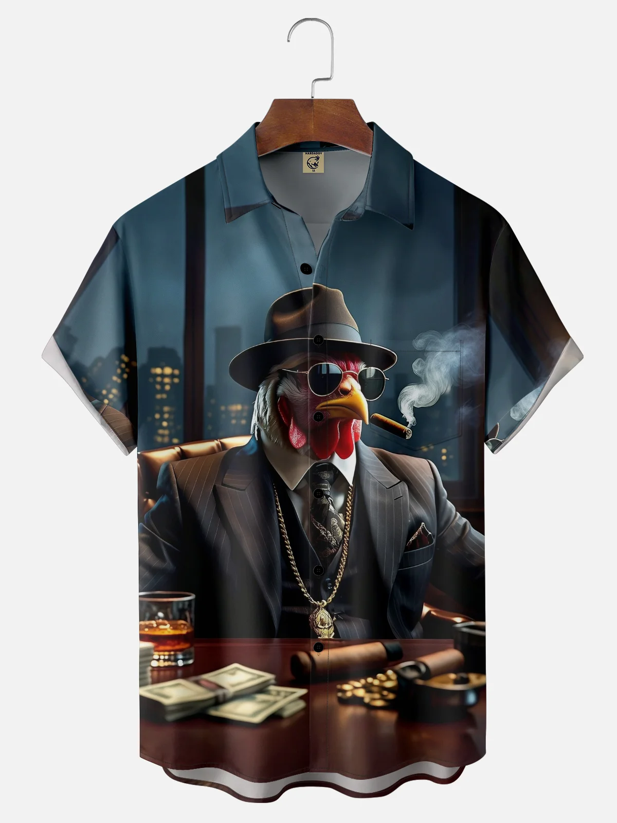 Moisture-wicking Rooster Sunglasses Funny Chest Pocket Casual Shirt