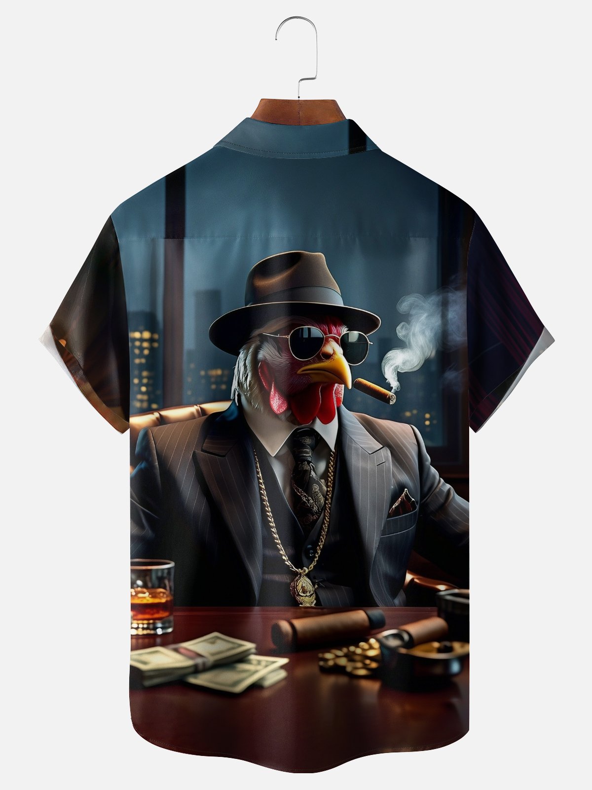 Moisture-wicking Rooster Sunglasses Funny Chest Pocket Casual Shirt