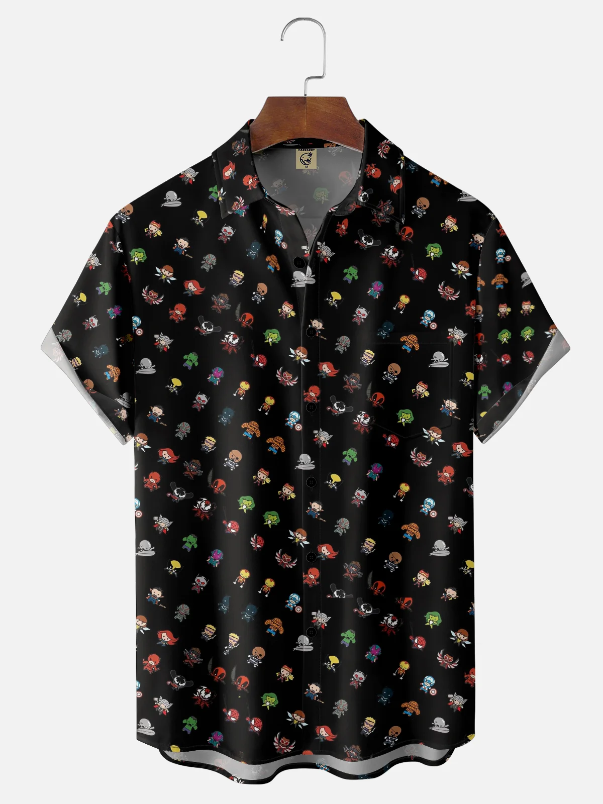 Moisture-wicking Fun Graphic Art Print Chest Pocket Casual Shirt