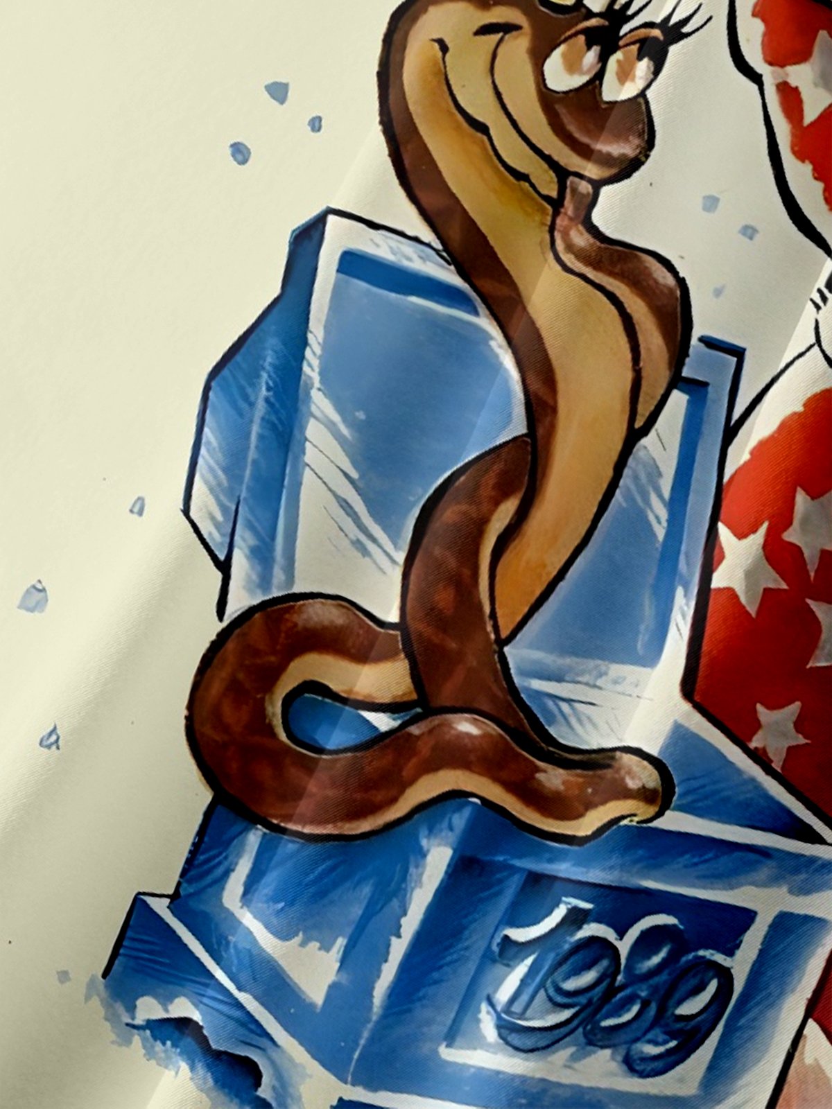 Moisture-Wicking Vintage llustration Santa Snake Chest Pocket Hawaiian Shirt