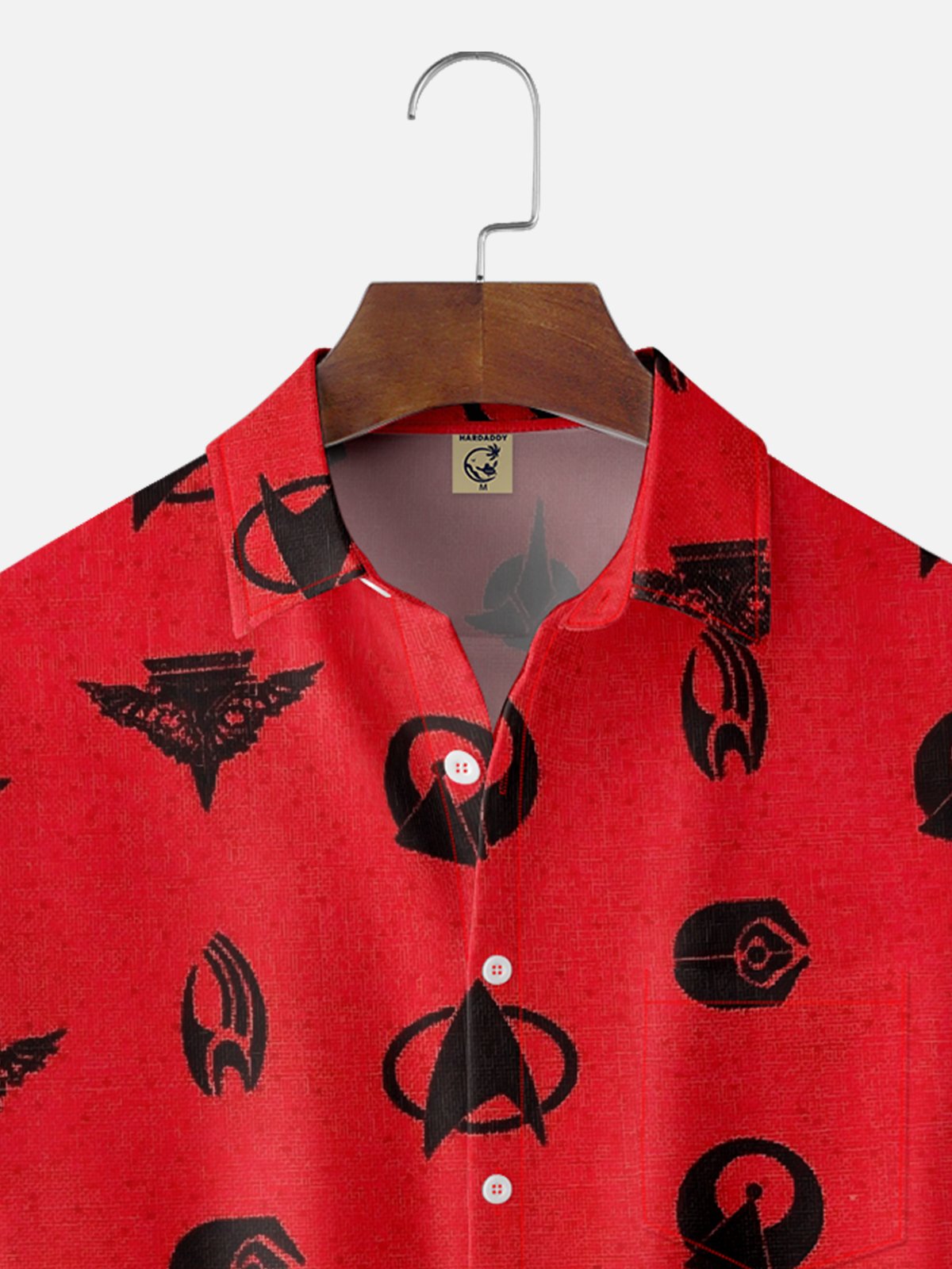 Moisture-Wicking Star Trek Logo Starship Troopers Chest Pocket Hawaiian Shirt