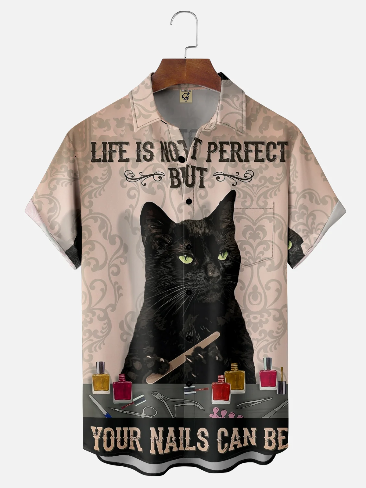 Moisture-wicking Cat Funy Chest Pocket Casual Shirt