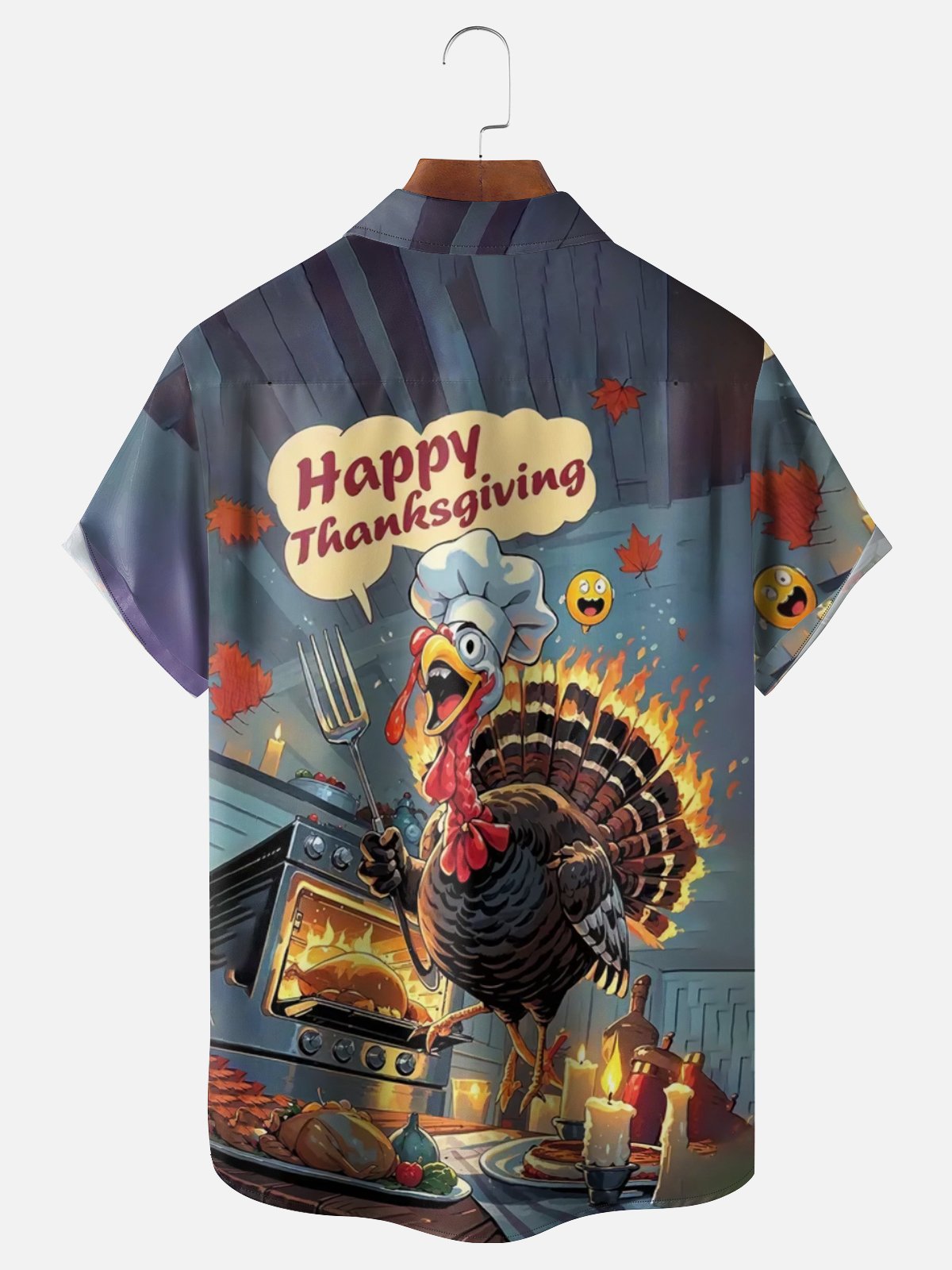 Moisture Wicking Thanksgiving Chef Turkey Breast Pocket Hawaiian Shirt