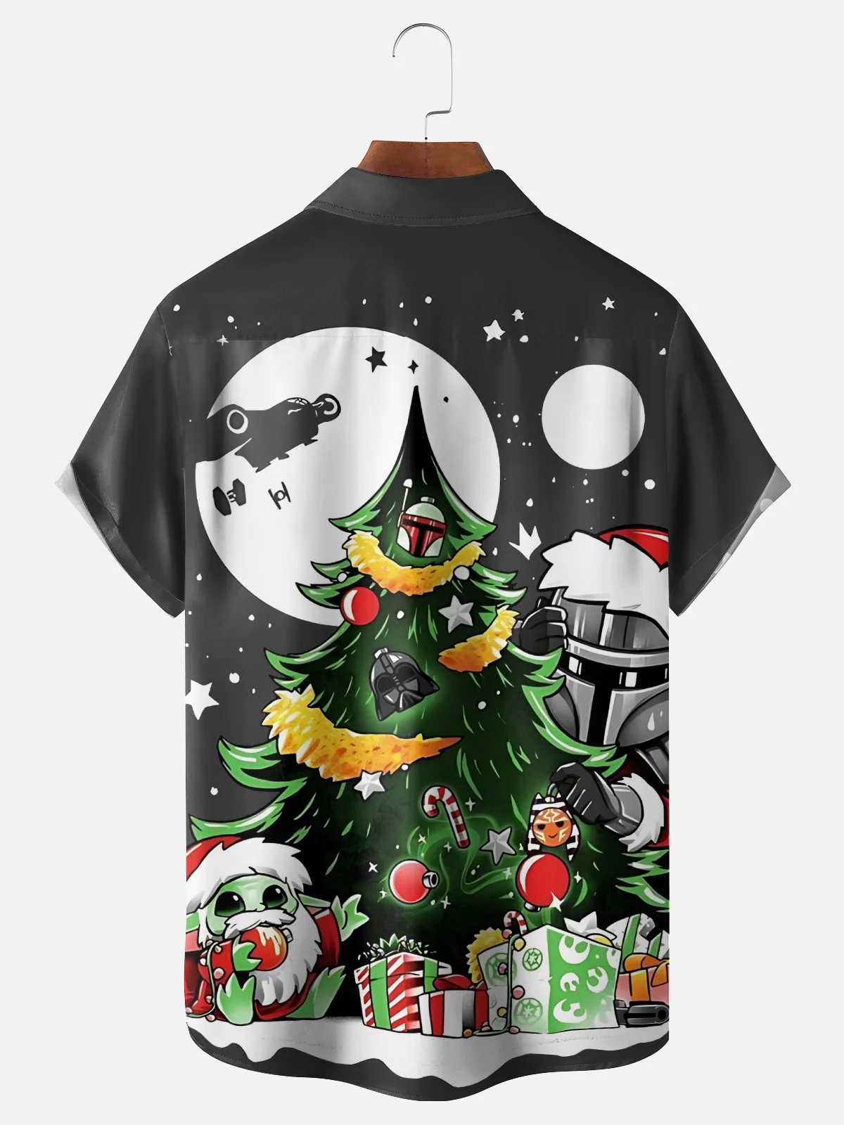 Moisture-Wicking Star Mandalorian Christmas Tree Pocket Hawaiian Shirt