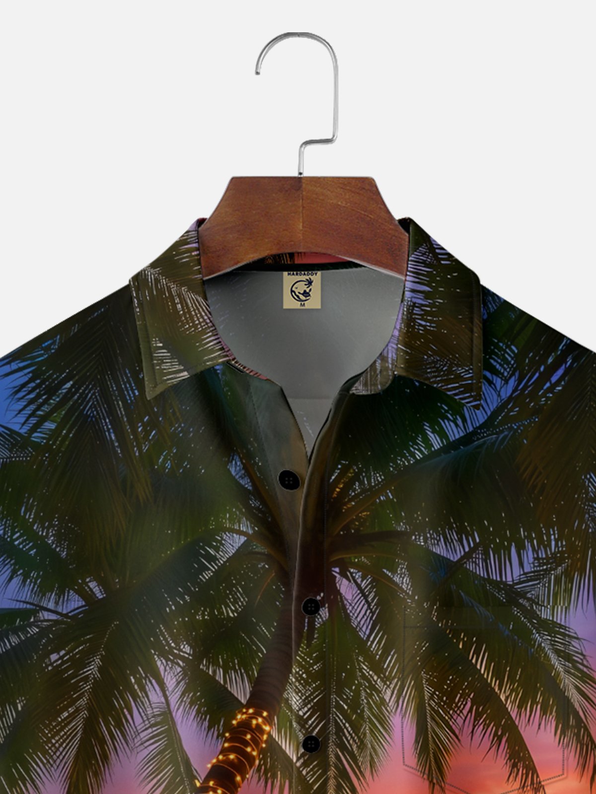 Moisture-wicking Christmas Santa Claus Coconut Tree Lighting Beach Chest Pocket Casual Shirt