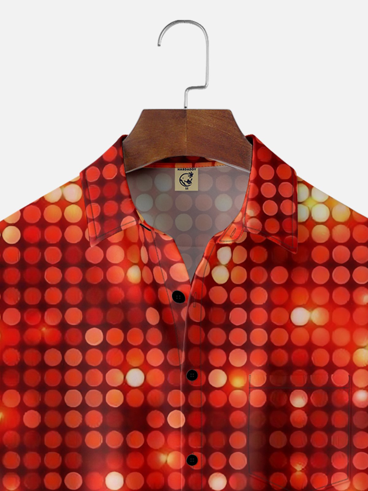 Moisture-wicking Party Red Sparkling Fantasy Chest Pocket Casual Shirt