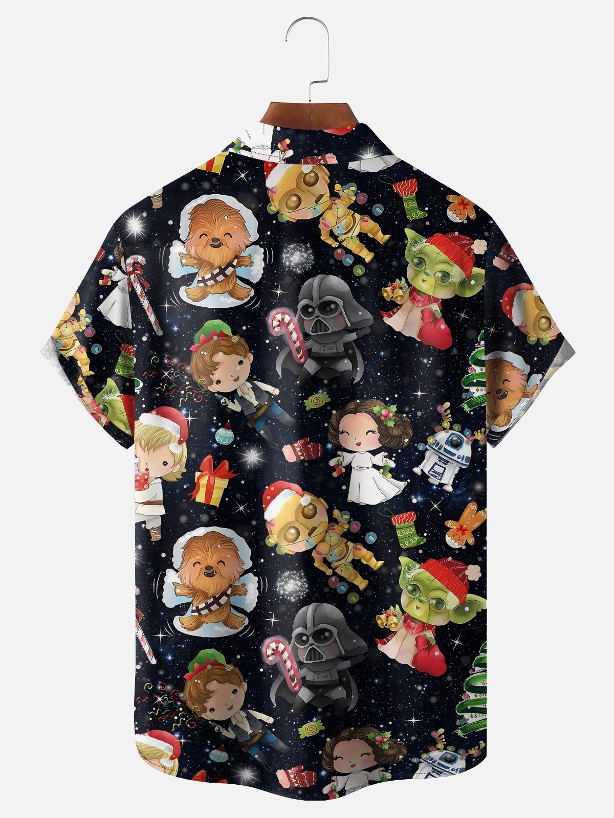 Moisture-Wicking Star Mandalorian Santa Hat With Candy Canes And Snowflakes Pocket Hawaiian Shirt