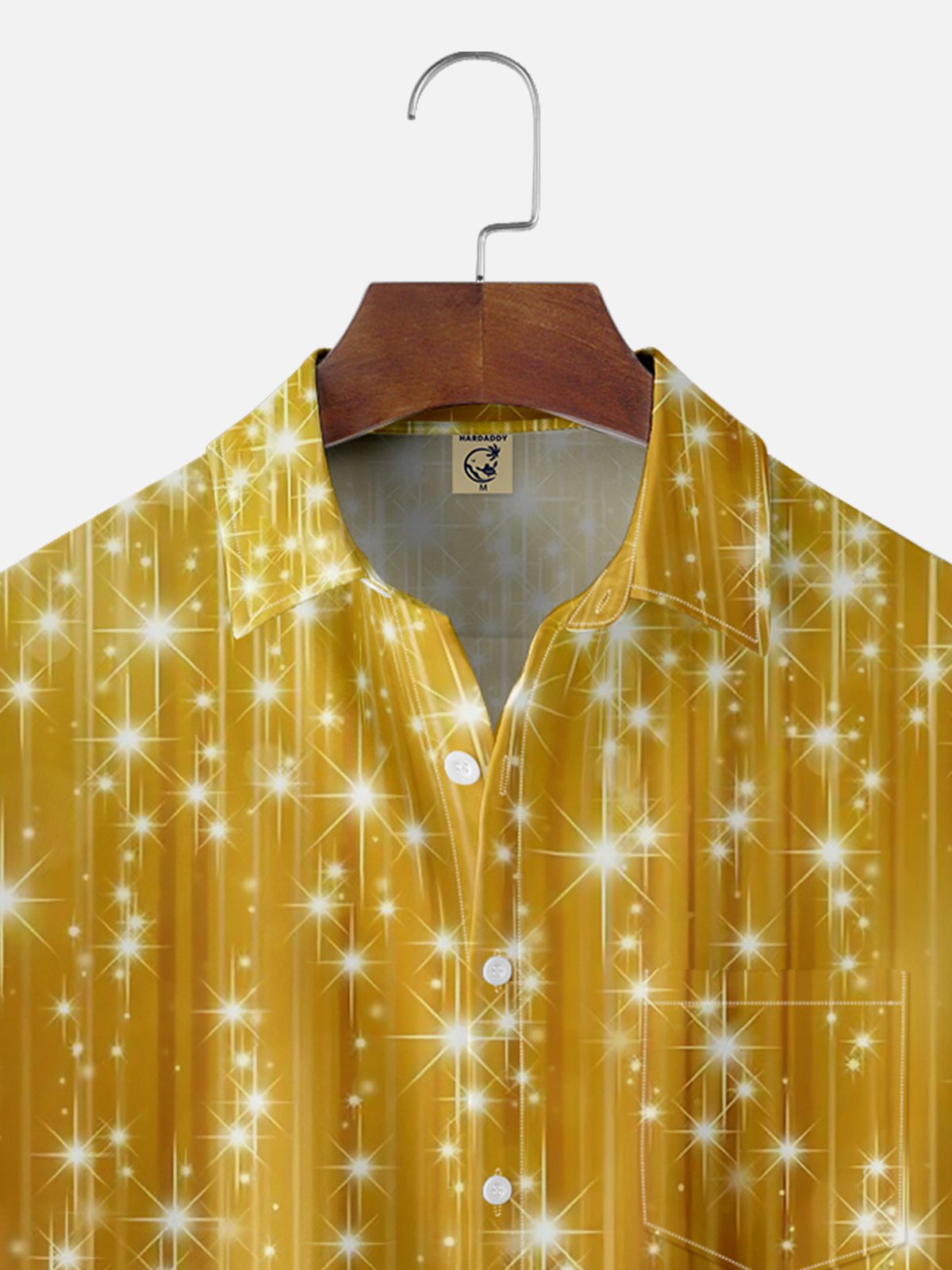 Moisture-wicking Party Gold Glitter Art Fun Chest Pocket Casual Shirt