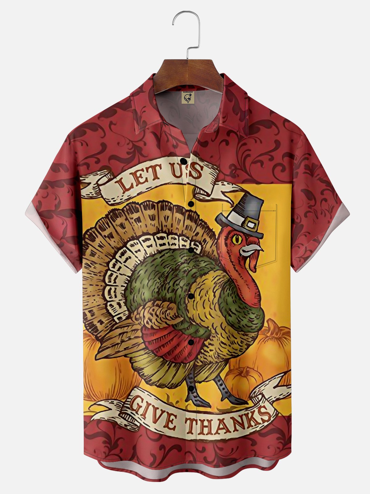 Moisture-wicking Thanksgiving Turkey Vintage Chest Pocket Casual Shirt