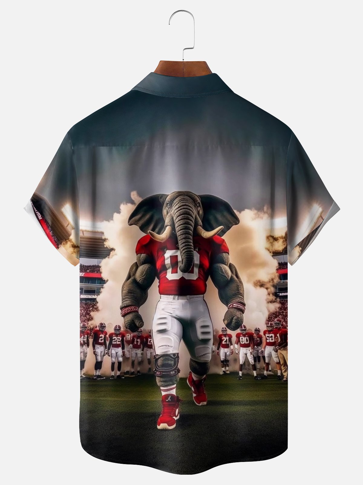 Moisture-wicking American Football Alabama Art Elephant Chest Pocket Casual Shirt