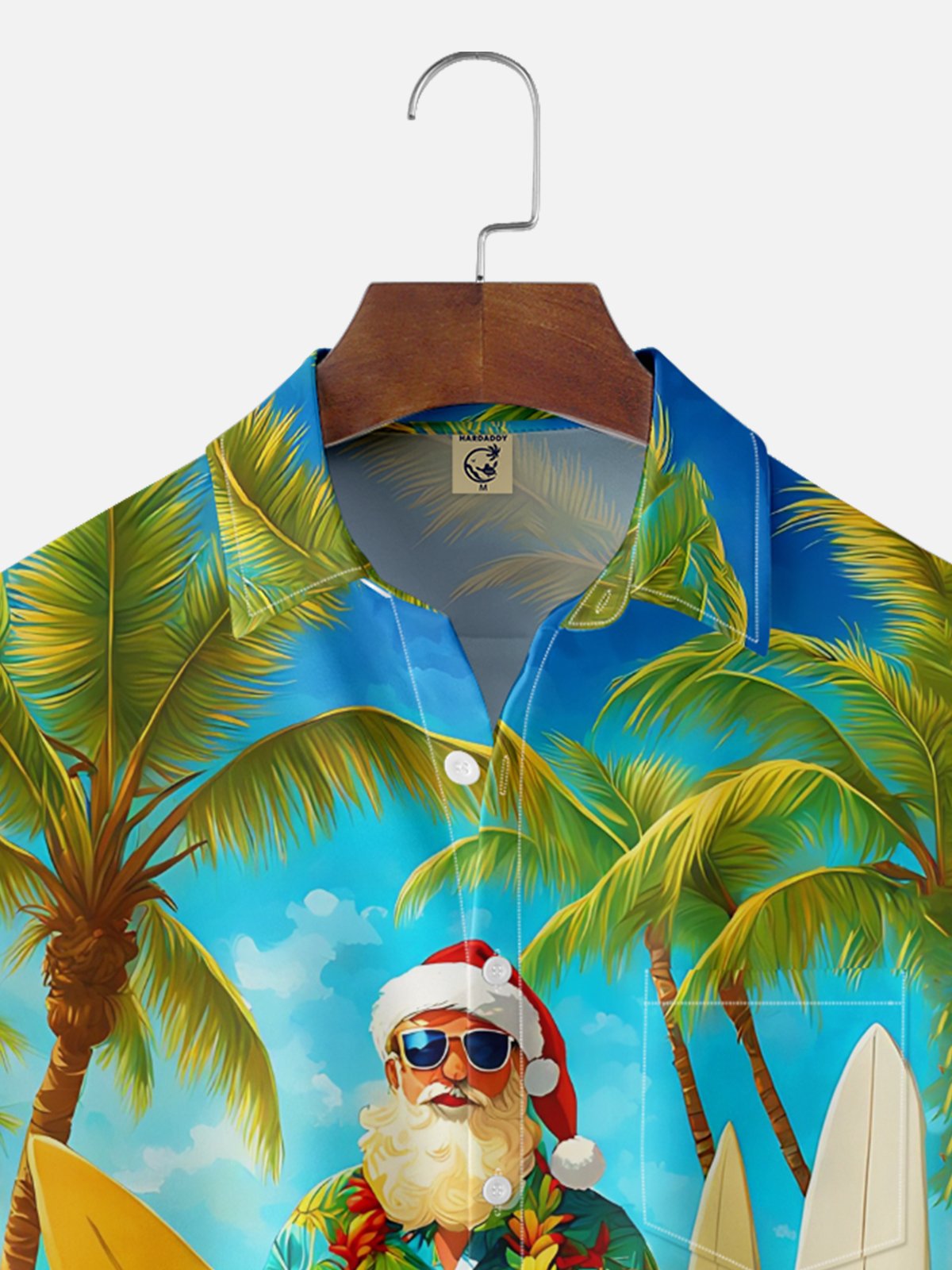 Moisture-wicking Christmas Santa Claus On Vacation Chest Pocket Holiday Shirt