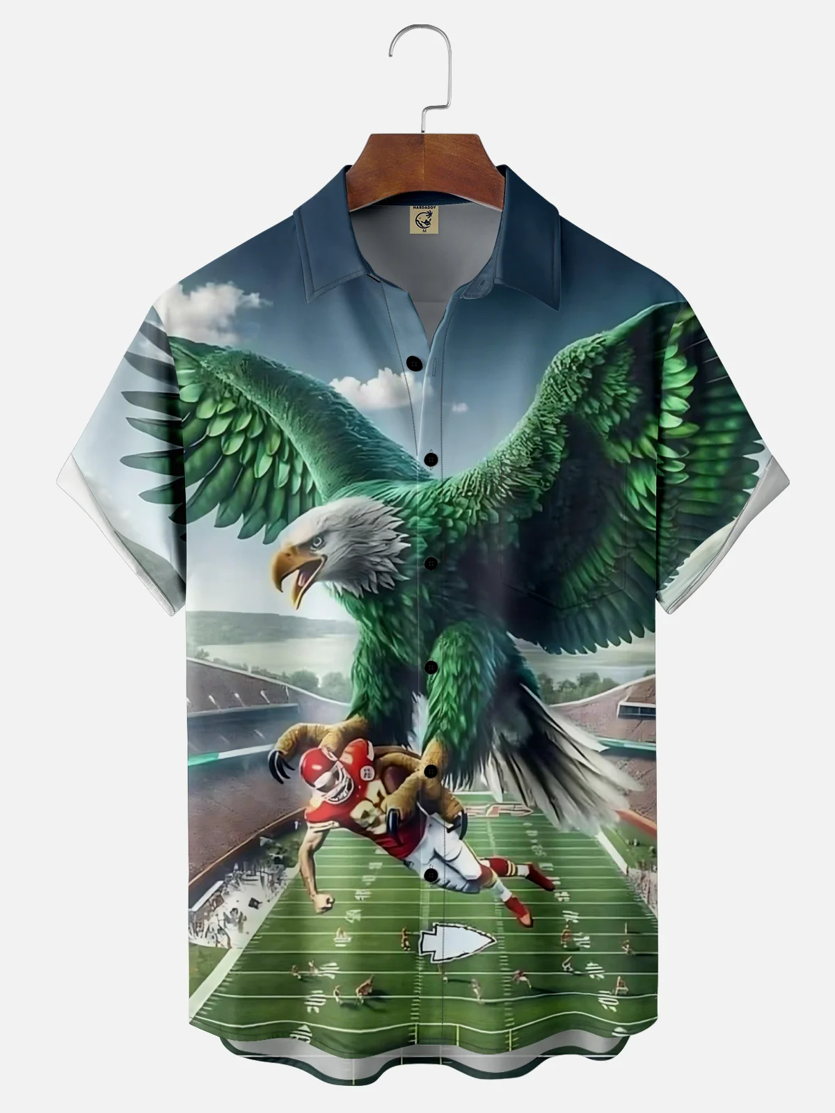 Moisture-wicking American Football Philadelphia Art Eagles Chest Pocket Casual Shirt