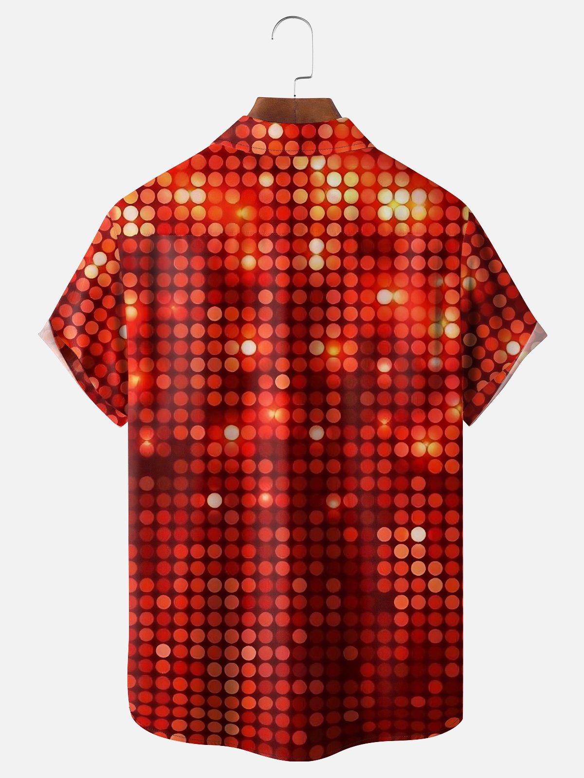 Moisture-wicking Party Red Sparkling Fantasy Chest Pocket Casual Shirt