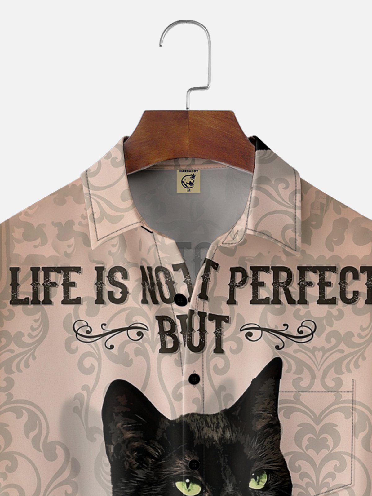 Moisture-wicking Cat Funy Chest Pocket Casual Shirt