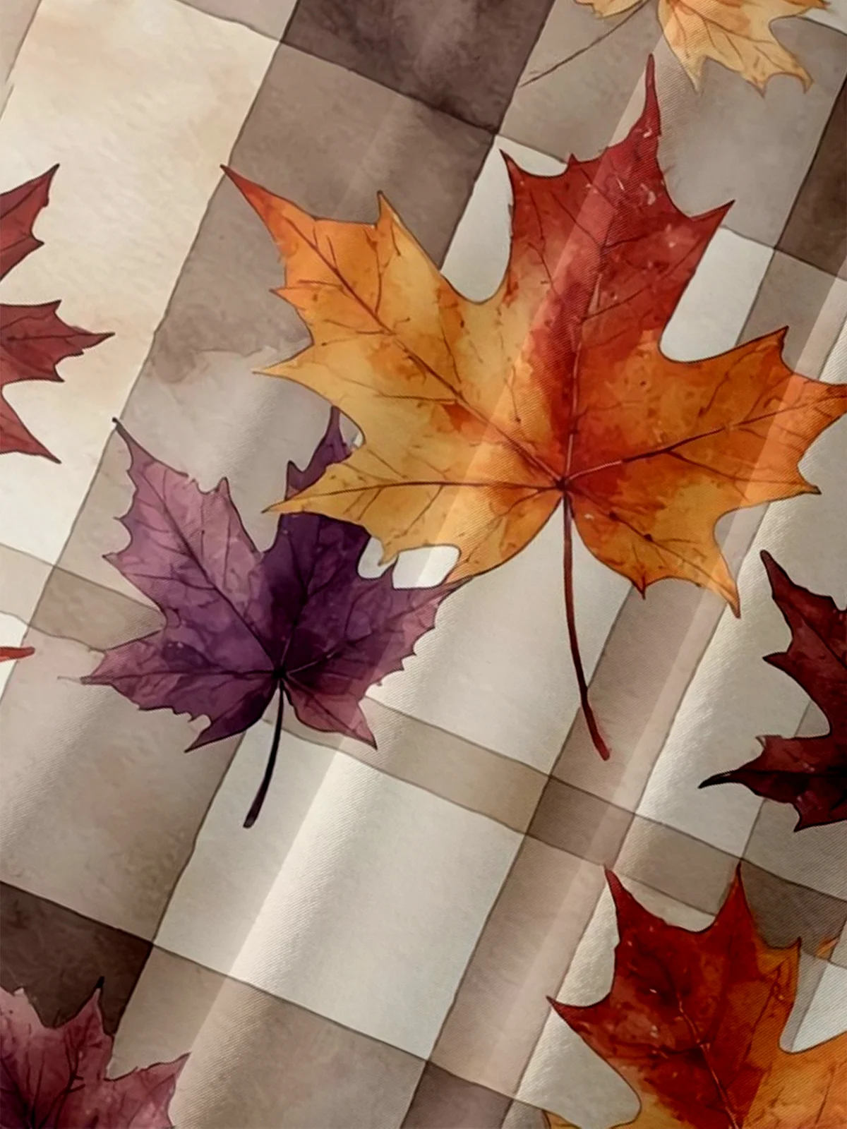 Moisture Wicking Thanksgiving Plaid Maple Leaf Chest Pocket Hawaiian Shirt