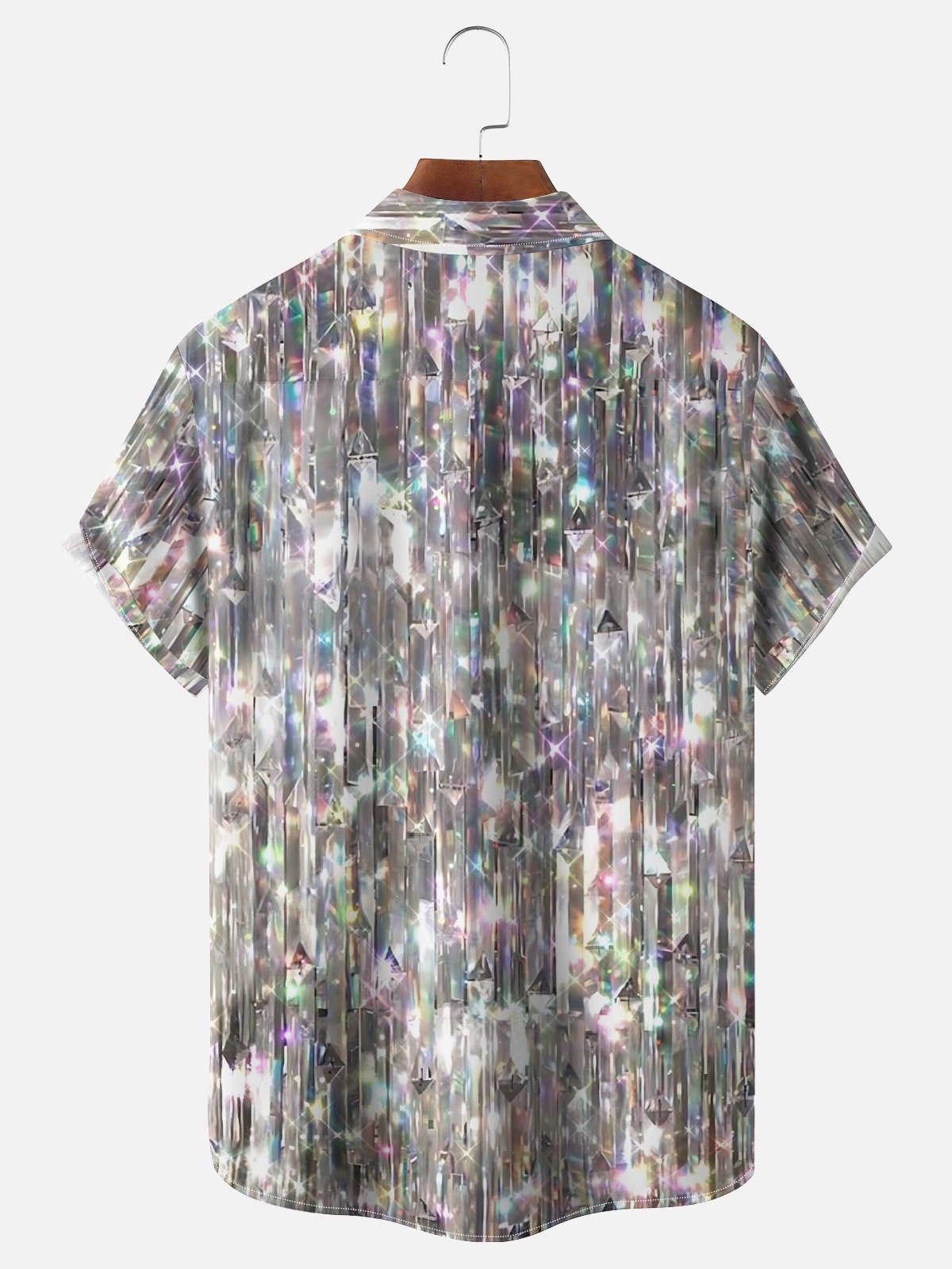 Moisture-wicking Party Glitter Sequin Art Chest Pocket Casual Shirt