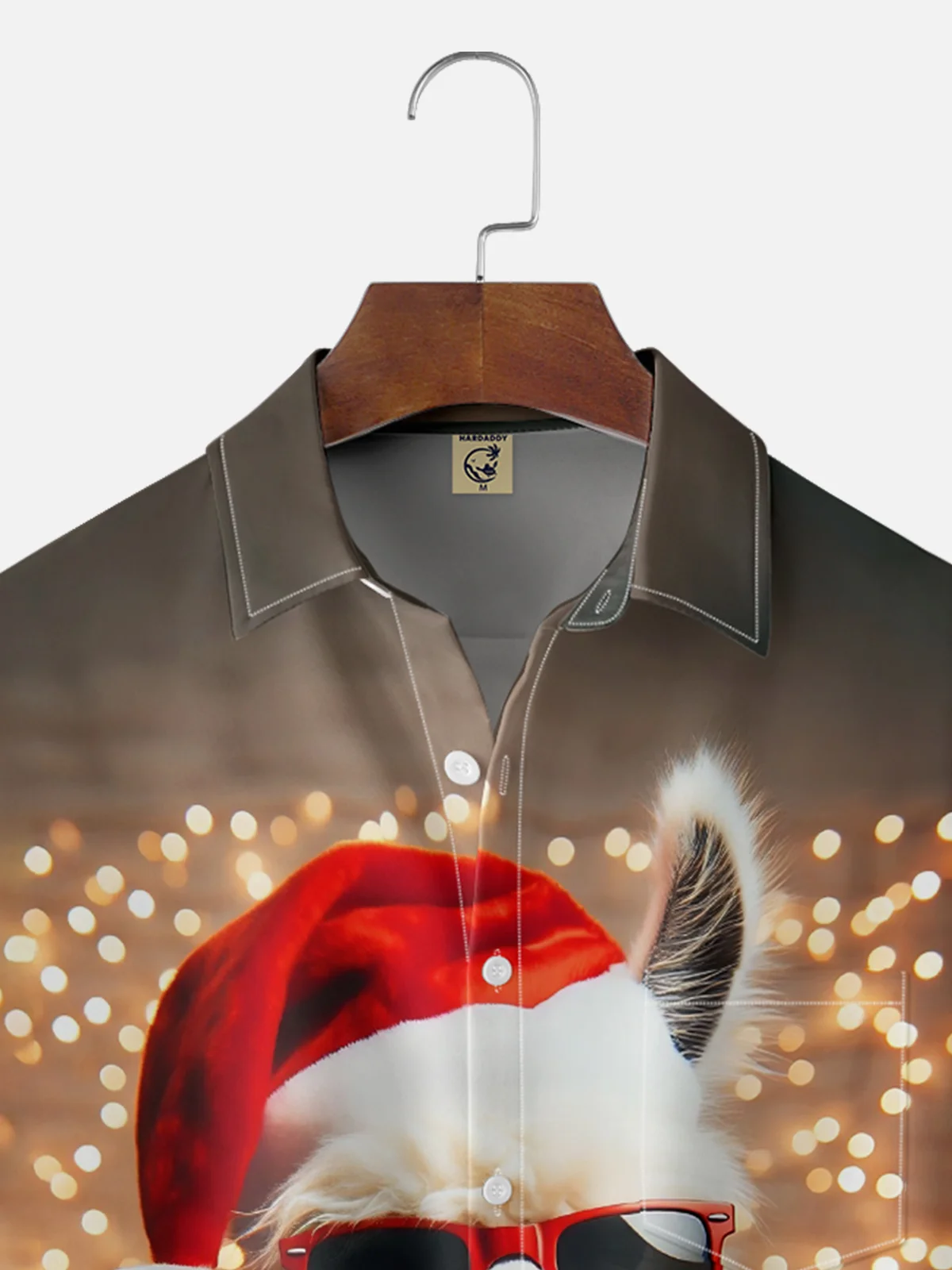Moisture-wicking Christmas Santa Claus Alpaca Chest Pocket Casual Shirt