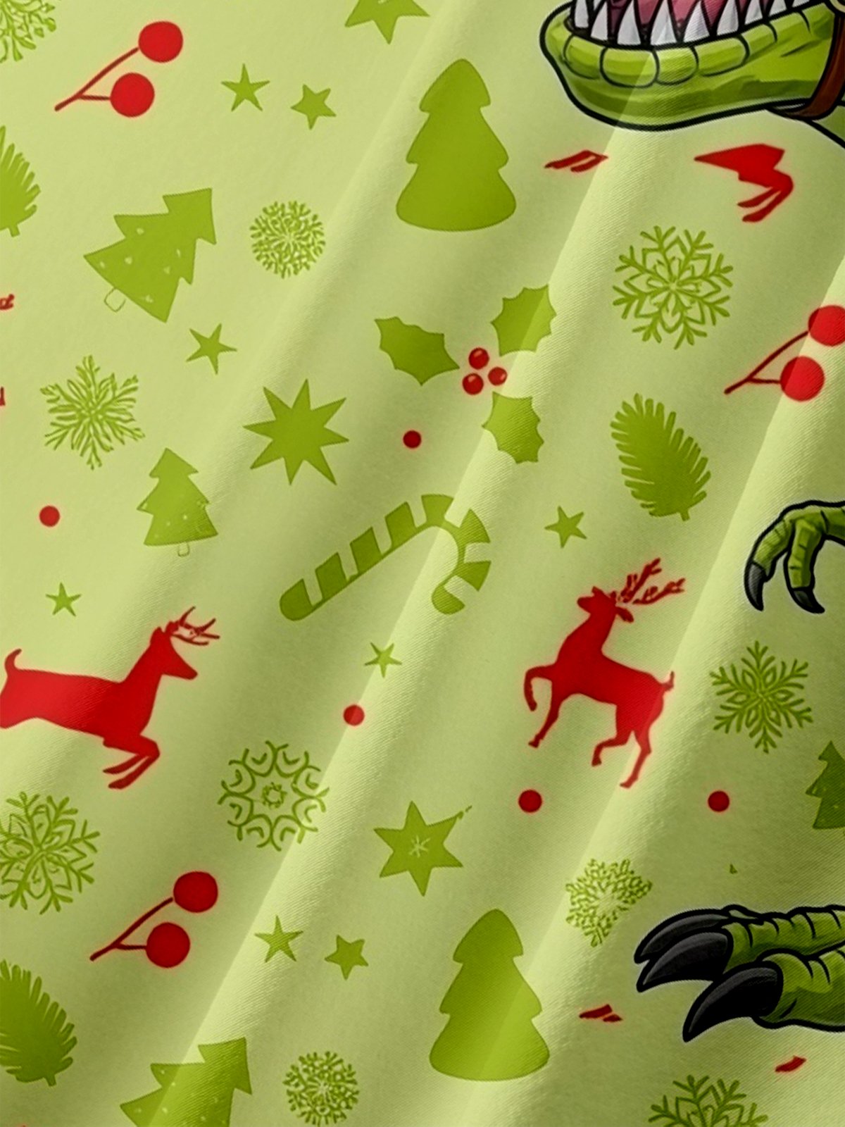 Moisture-wicking Christmas Santa Dinosaur Chest Pocket Casual Shirt