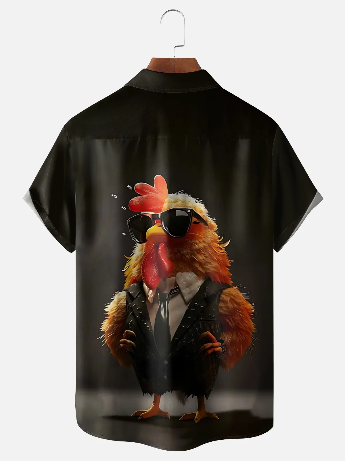 Moisture Wicking Funny Cool Rooster Chest Pocket Hawaiian Shirt